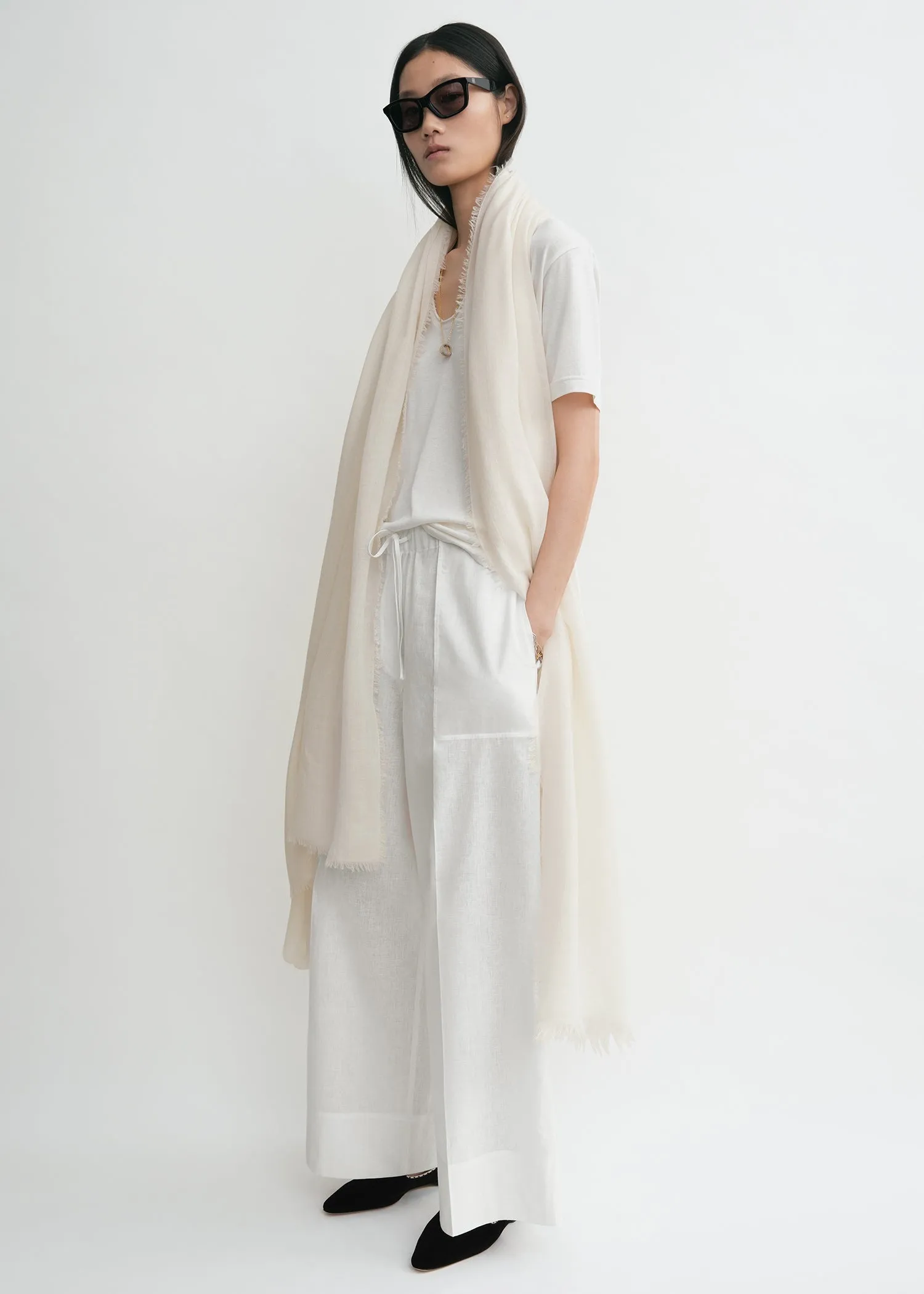 Wide summer trousers white sold by Toteme product image thumbnail 2