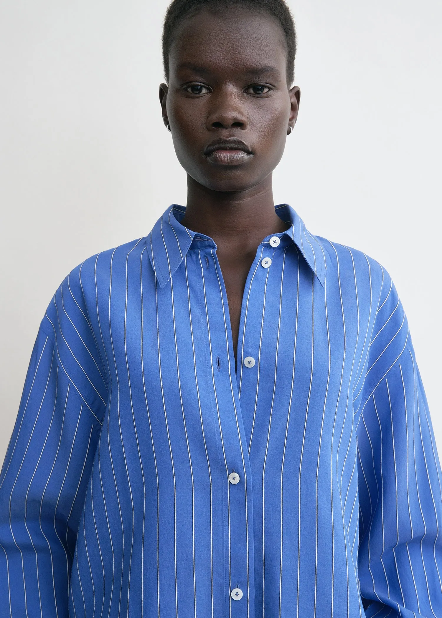 Striped summer shirt cobalt/white sold by Toteme product image thumbnail 4
