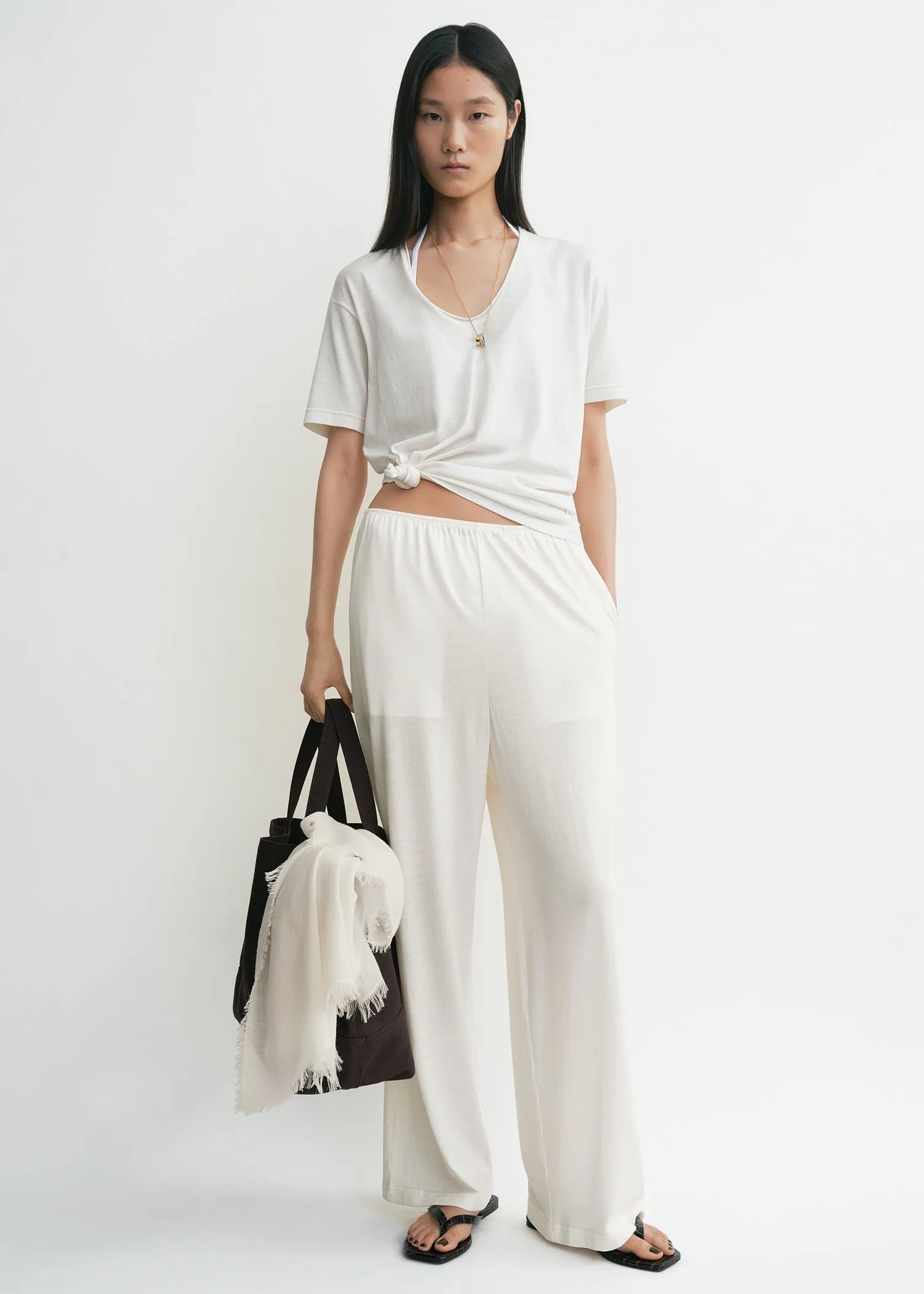 Cotton silk pj bottoms off-white sold by Toteme