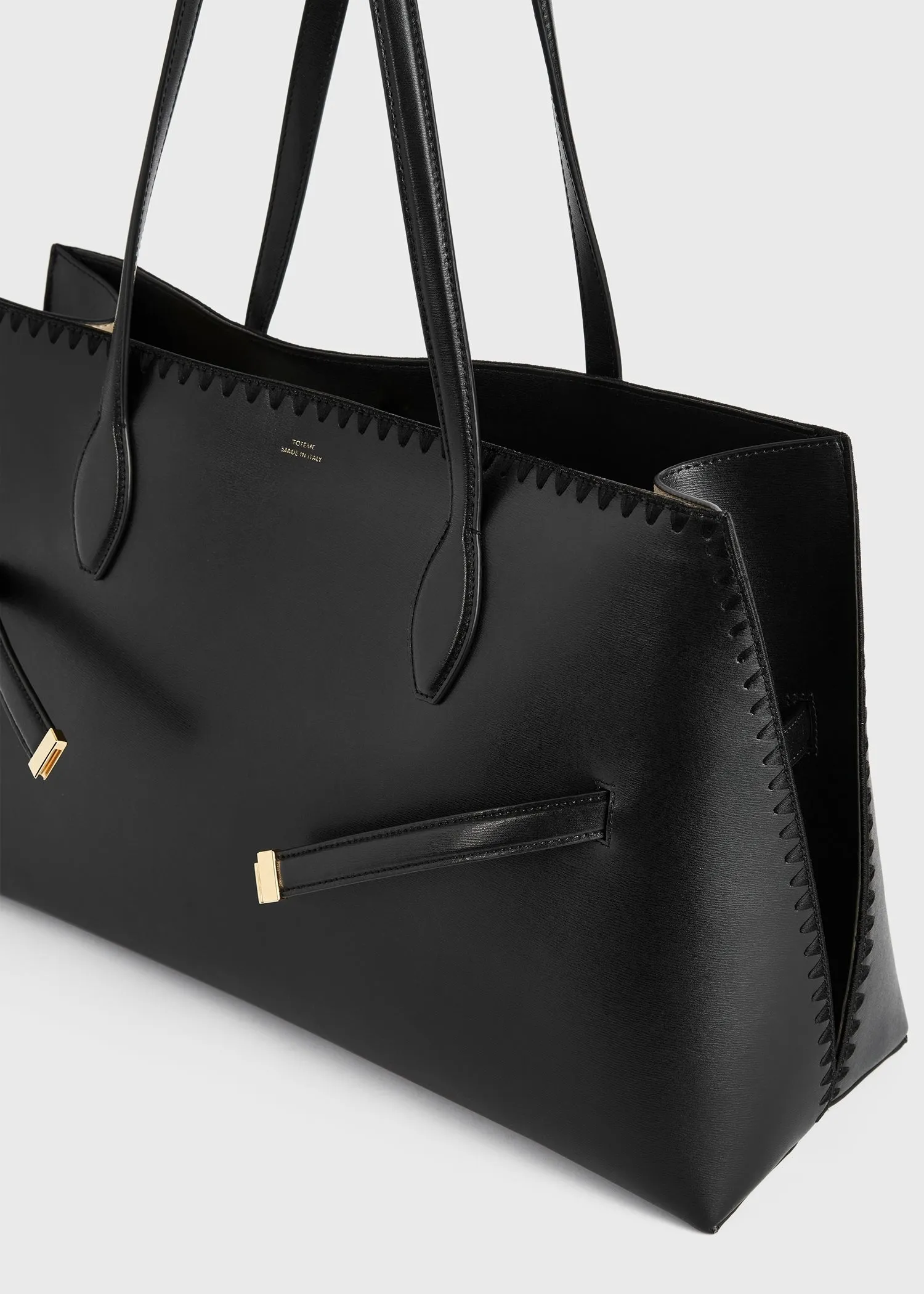 Embroidered leather lounge tote black sold by Toteme product image thumbnail 4