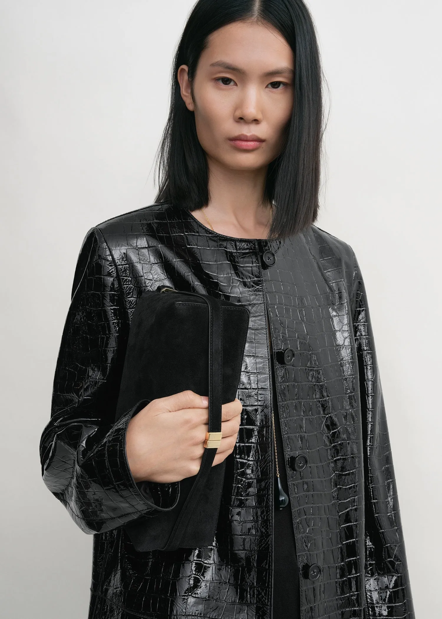 Belted suede clutch black sold by Toteme product image thumbnail 3