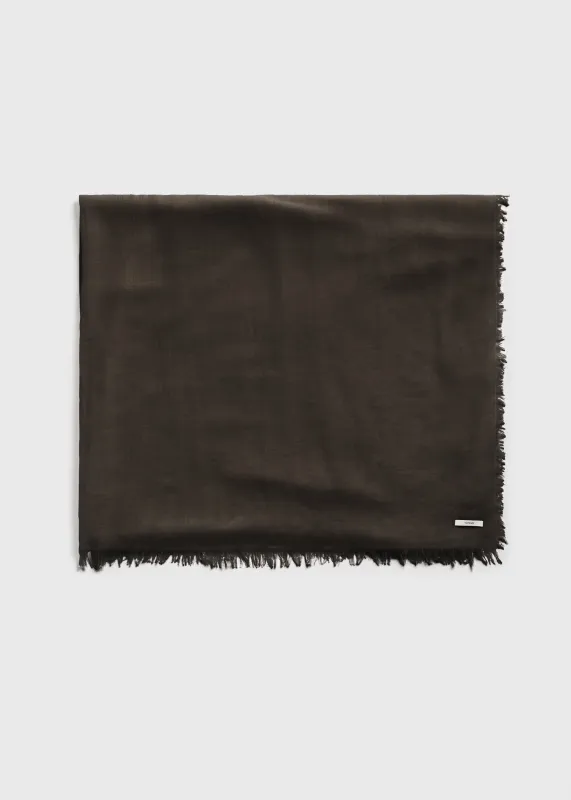 Light wool blanket scarf chocolate sold by Toteme