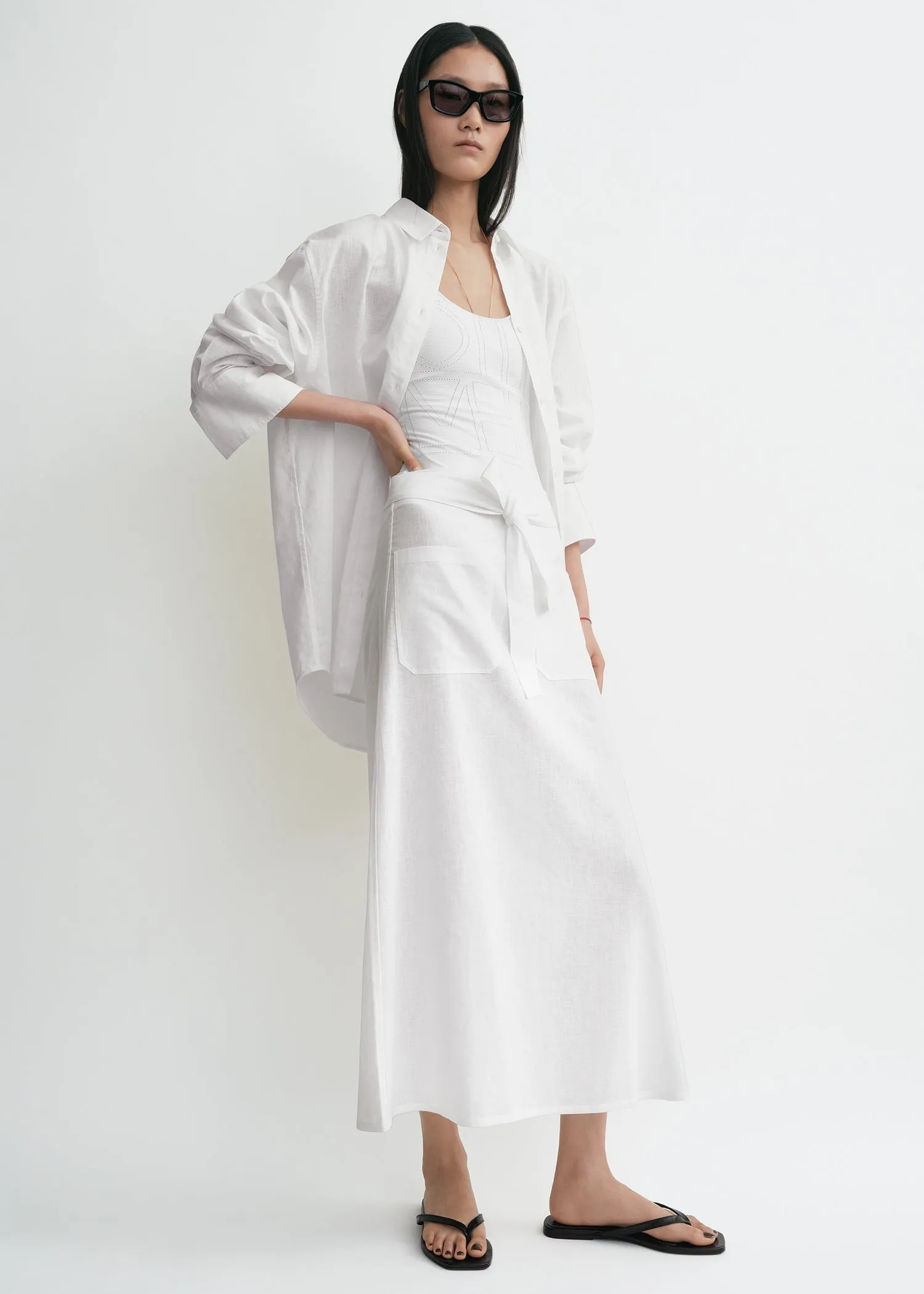 Tie-waist skirt white sold by Toteme