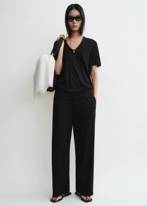 Cotton silk tee black sold by Toteme