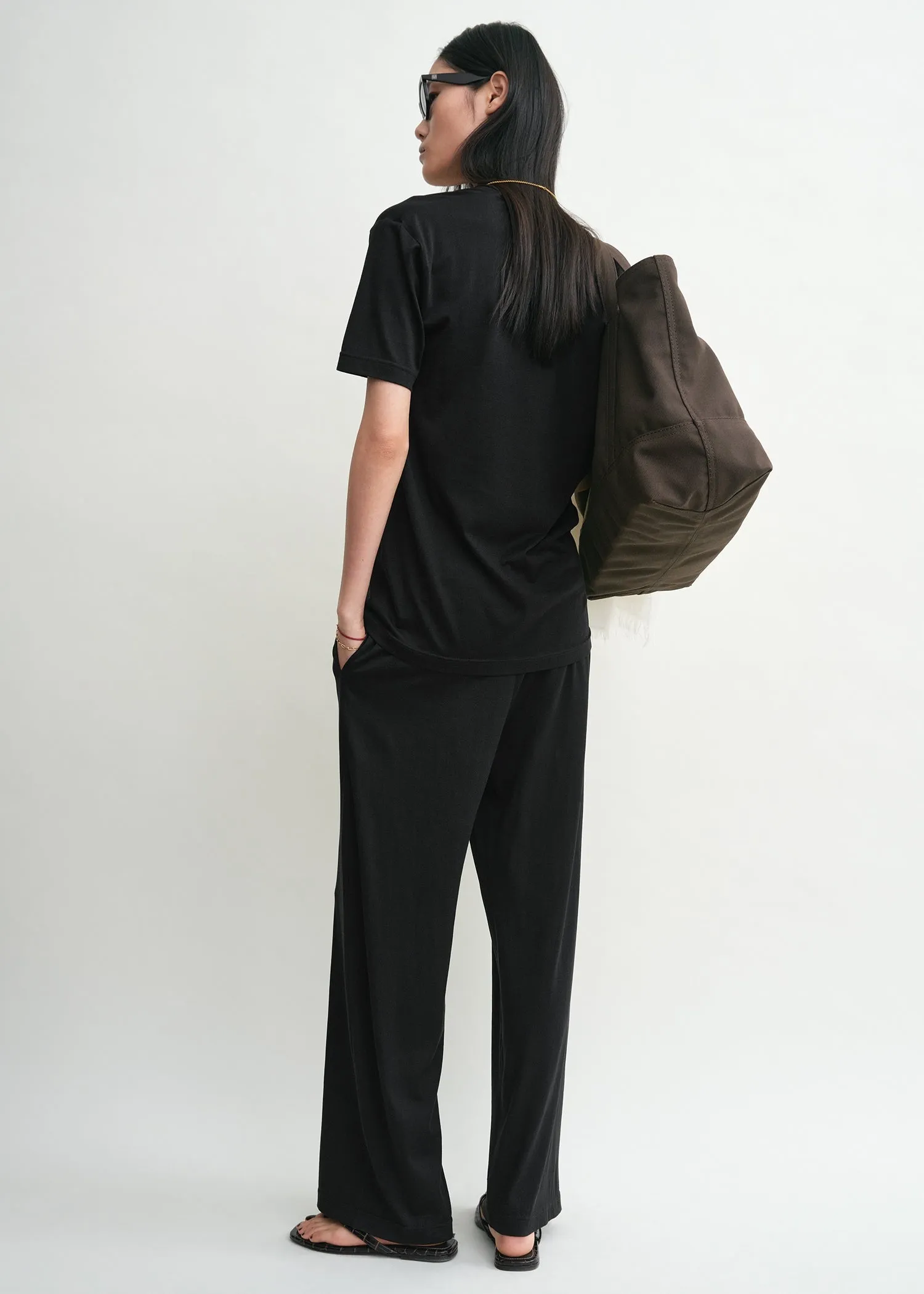 Cotton silk tee black sold by Toteme product image thumbnail 2