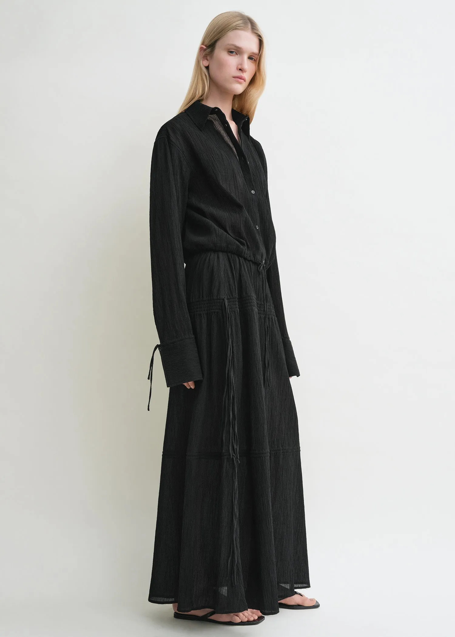Drawstring shirt black sold by Toteme product image thumbnail 2