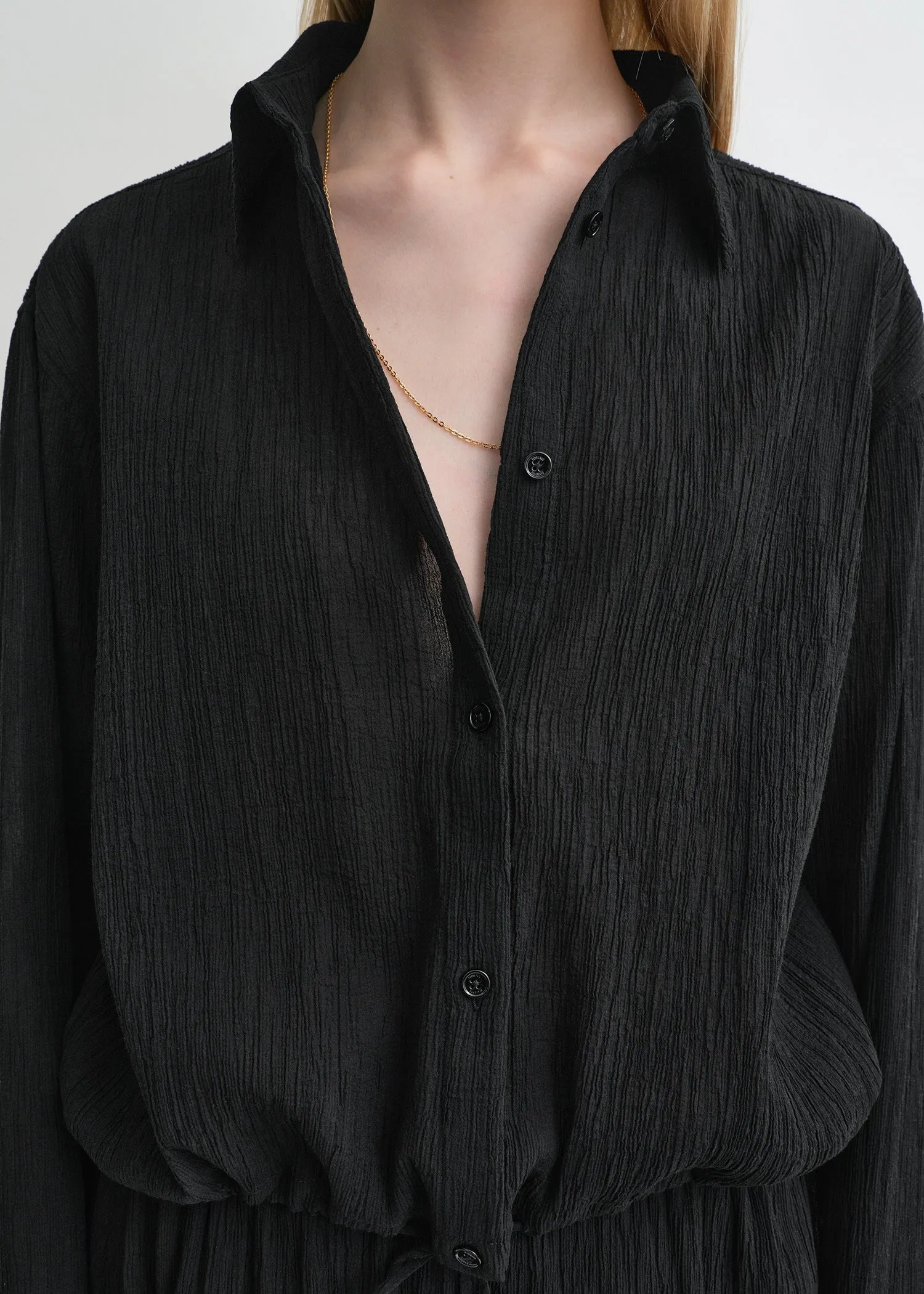 Drawstring shirt black sold by Toteme product image thumbnail 4