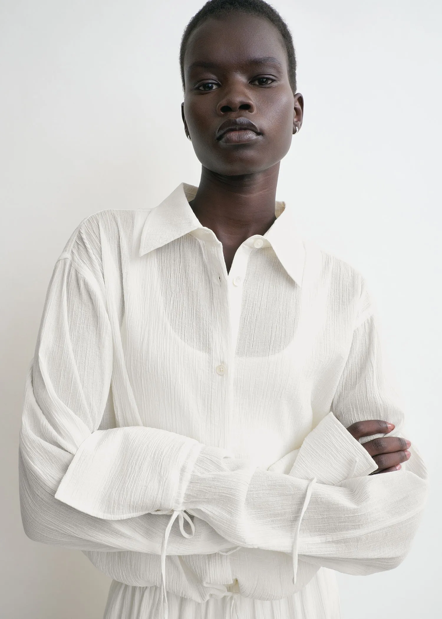 Drawstring shirt off-white sold by Toteme product image thumbnail 4