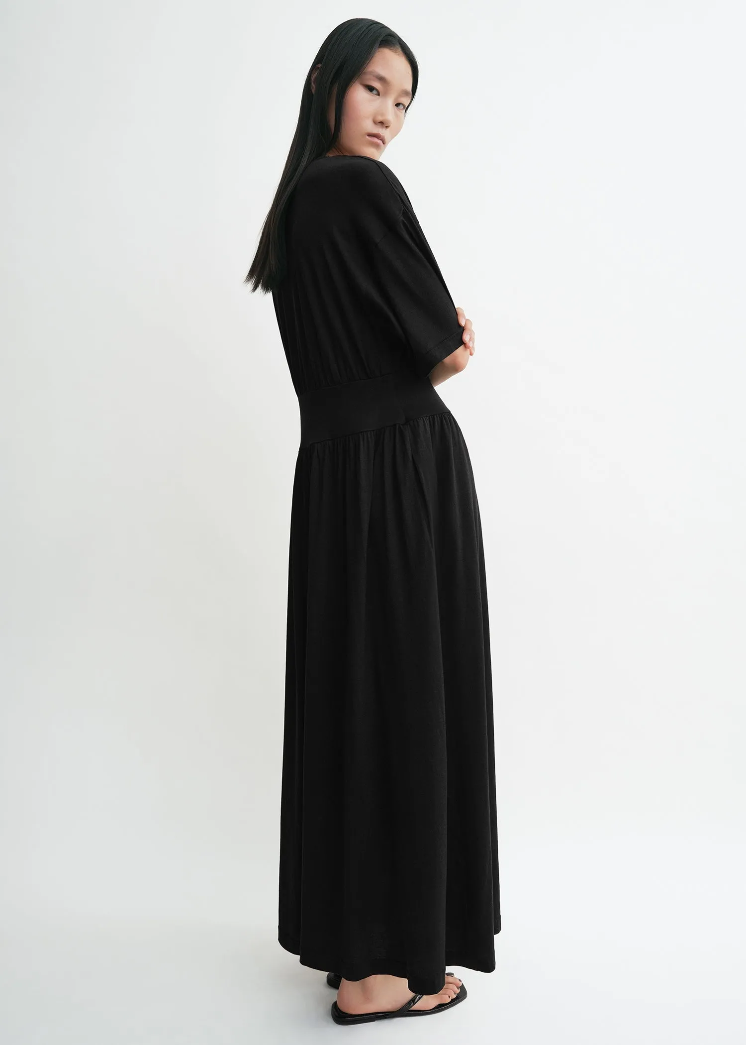 Cotton silk tee dress black sold by Toteme product image thumbnail 3