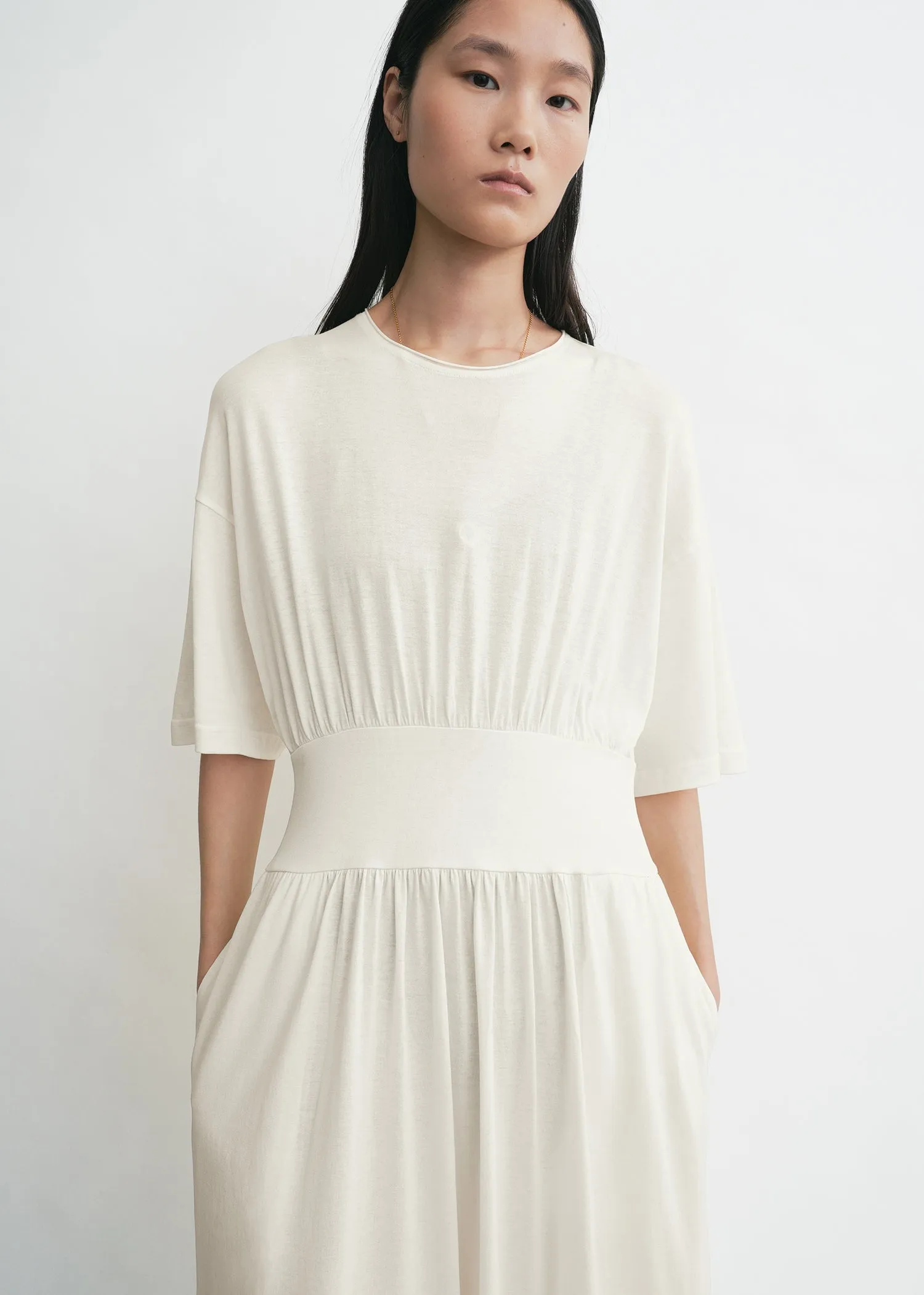 Cotton silk tee dress off-white sold by Toteme product image thumbnail 4