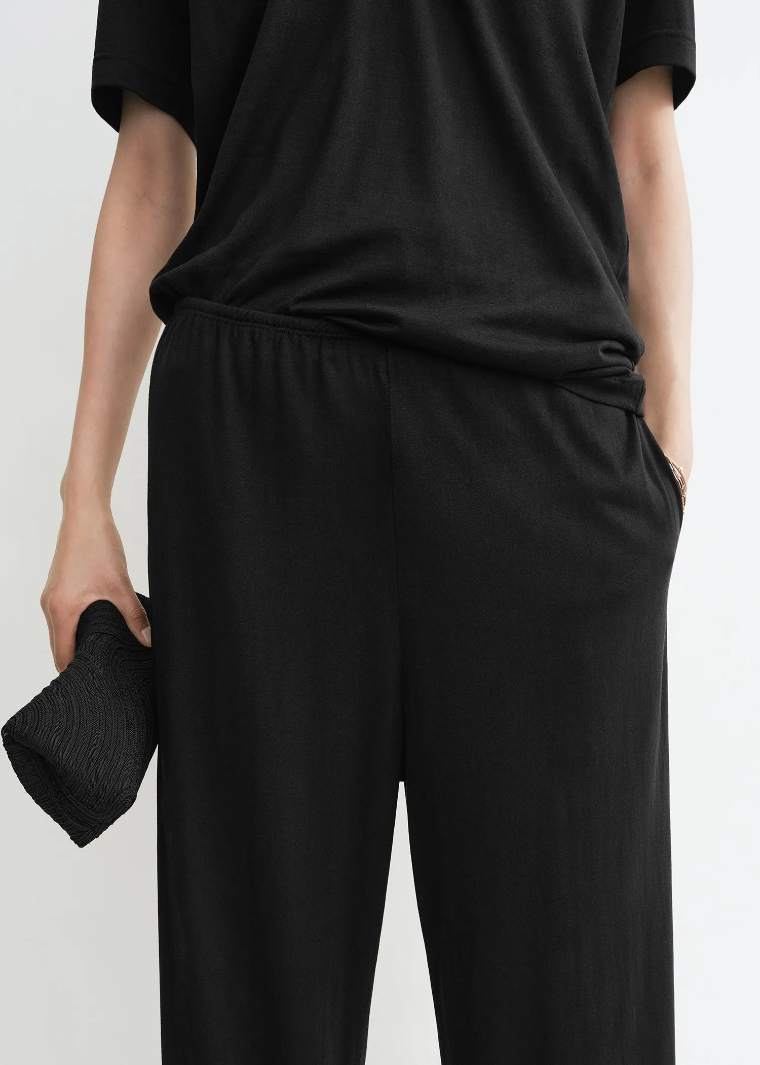 Cotton silk pj bottoms black sold by Toteme product image thumbnail 4