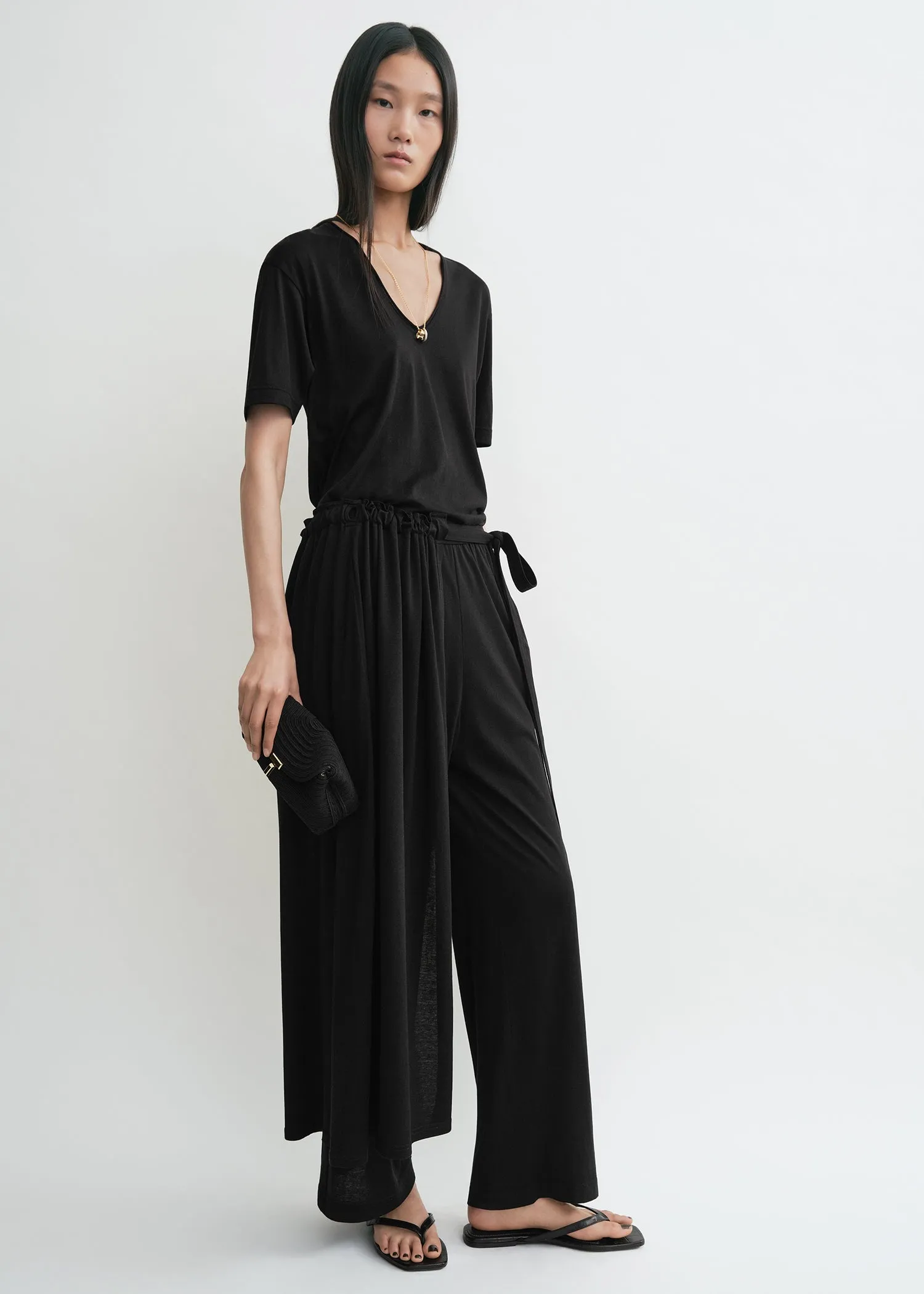 Cotton silk pj bottoms black sold by Toteme