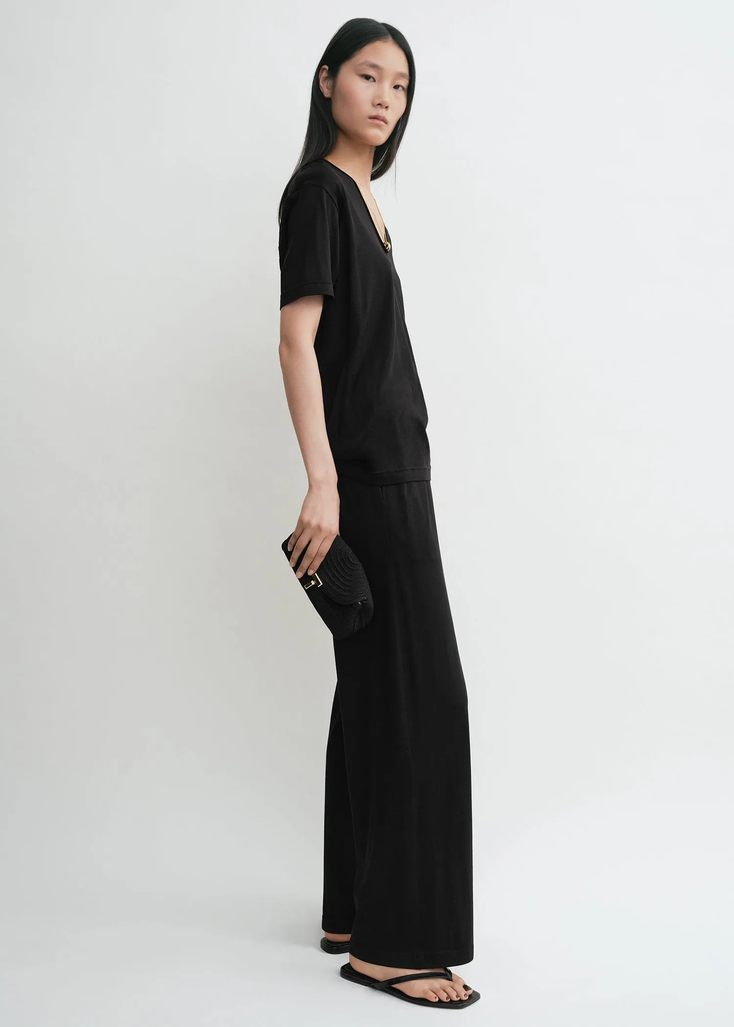 Cotton silk pj bottoms black sold by Toteme product image thumbnail 2