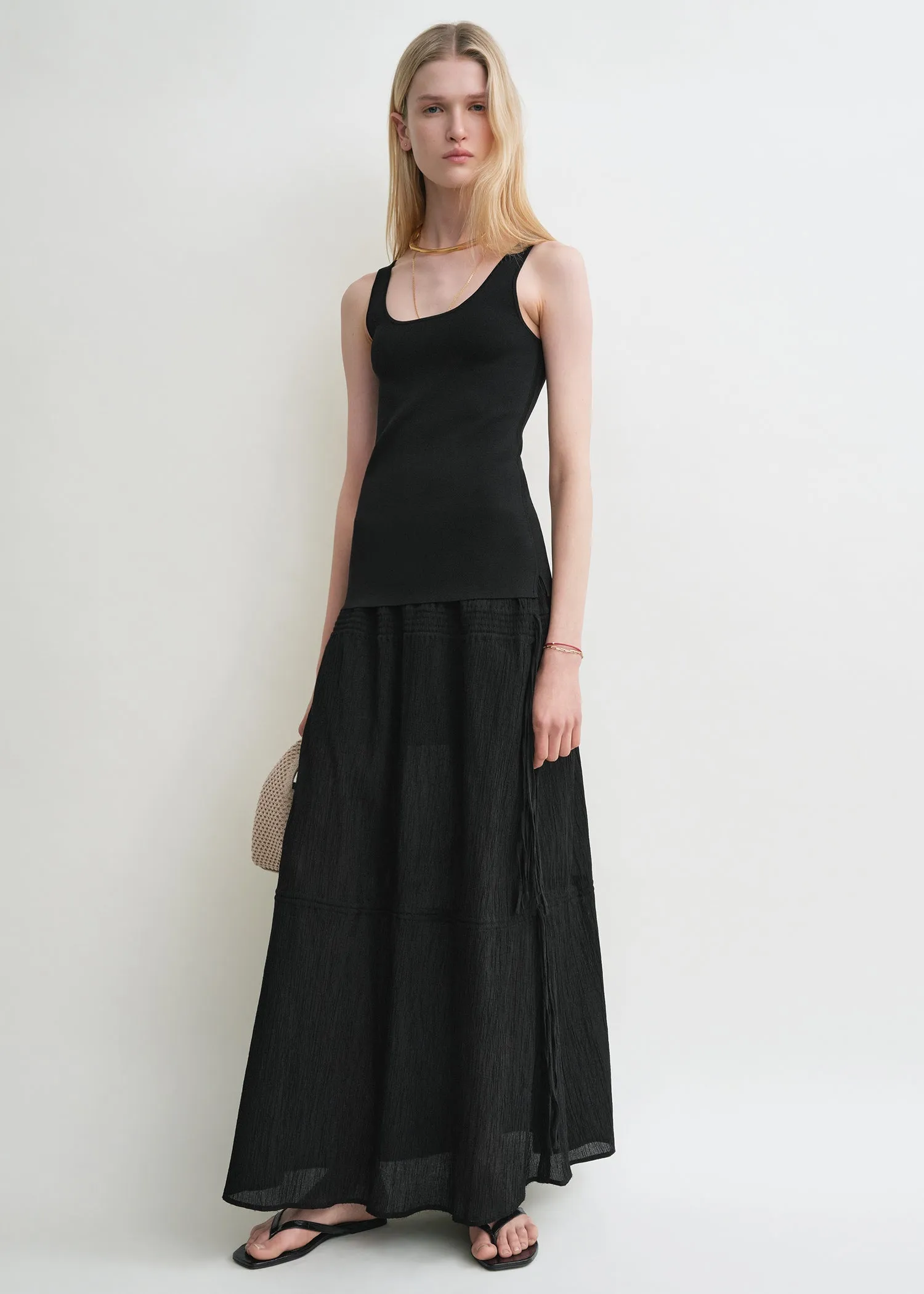 Drawstring skirt black sold by Toteme