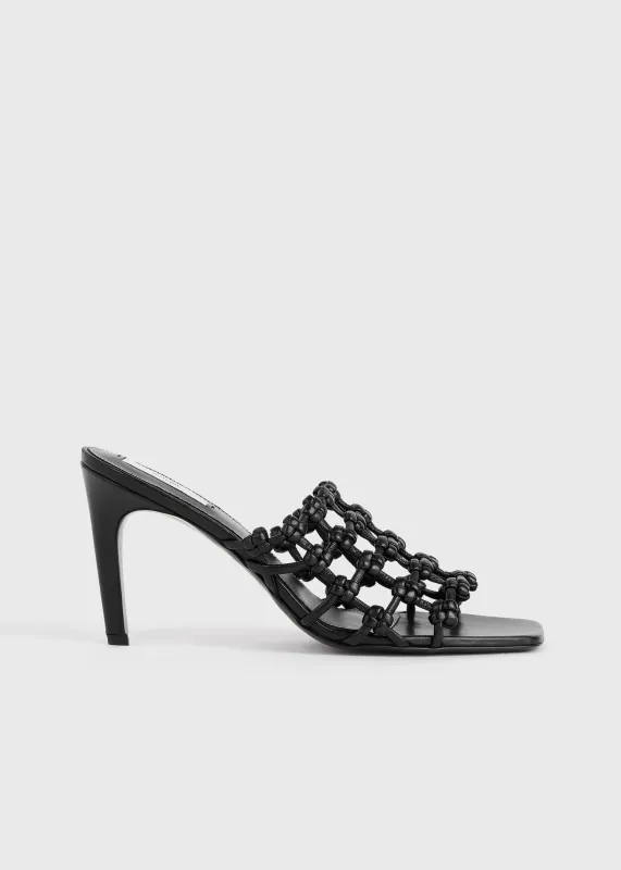 Braided-leather bandeau mules black sold by Toteme