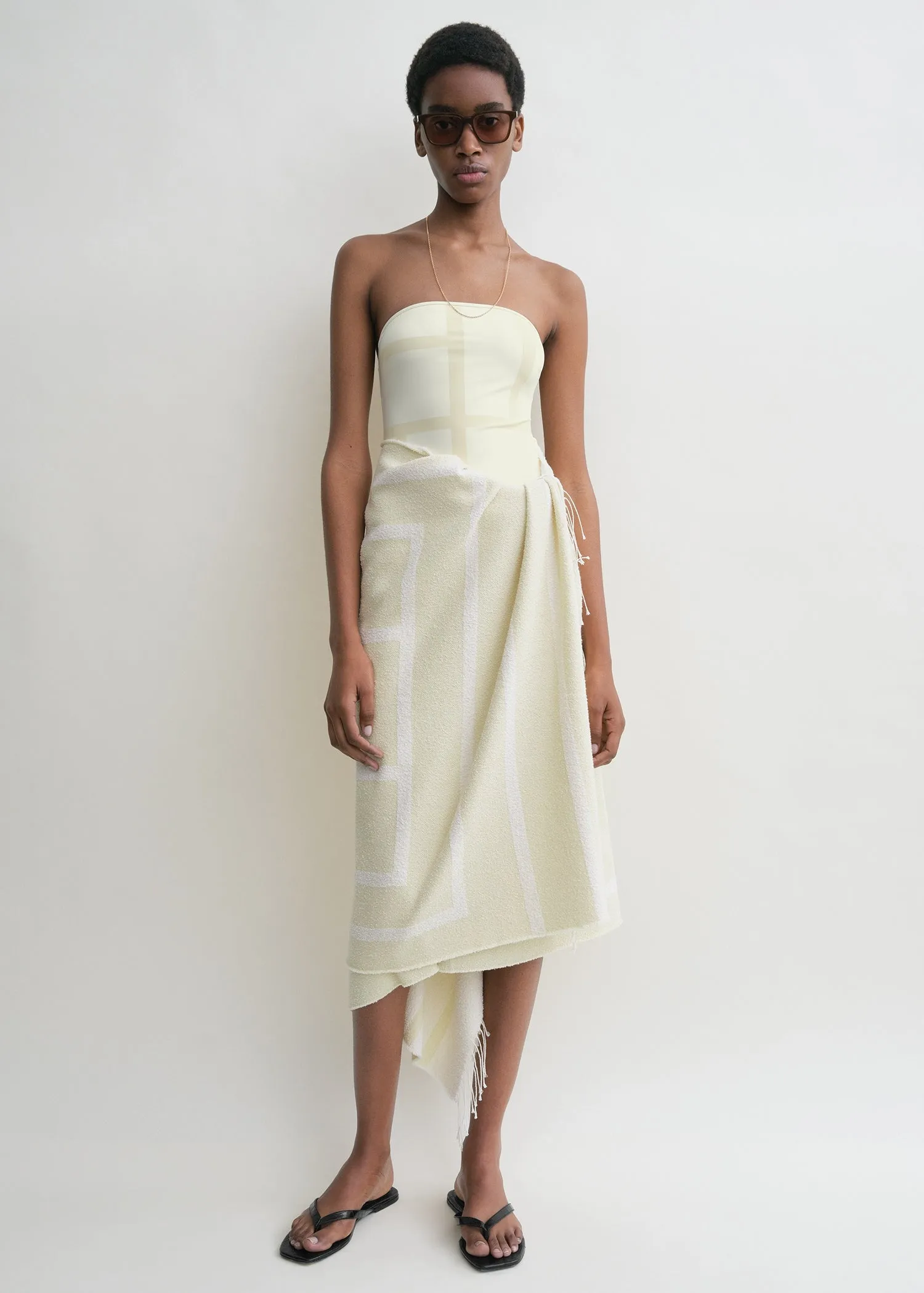 Monogram jacquard sarong ecru/straw sold by Toteme product image thumbnail 2