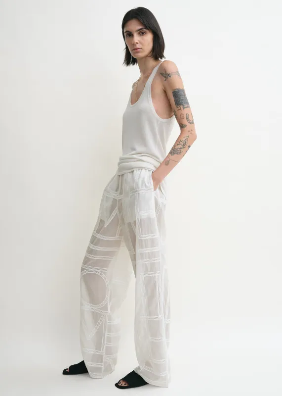 Monogram crochet pj bottoms white sold by Toteme