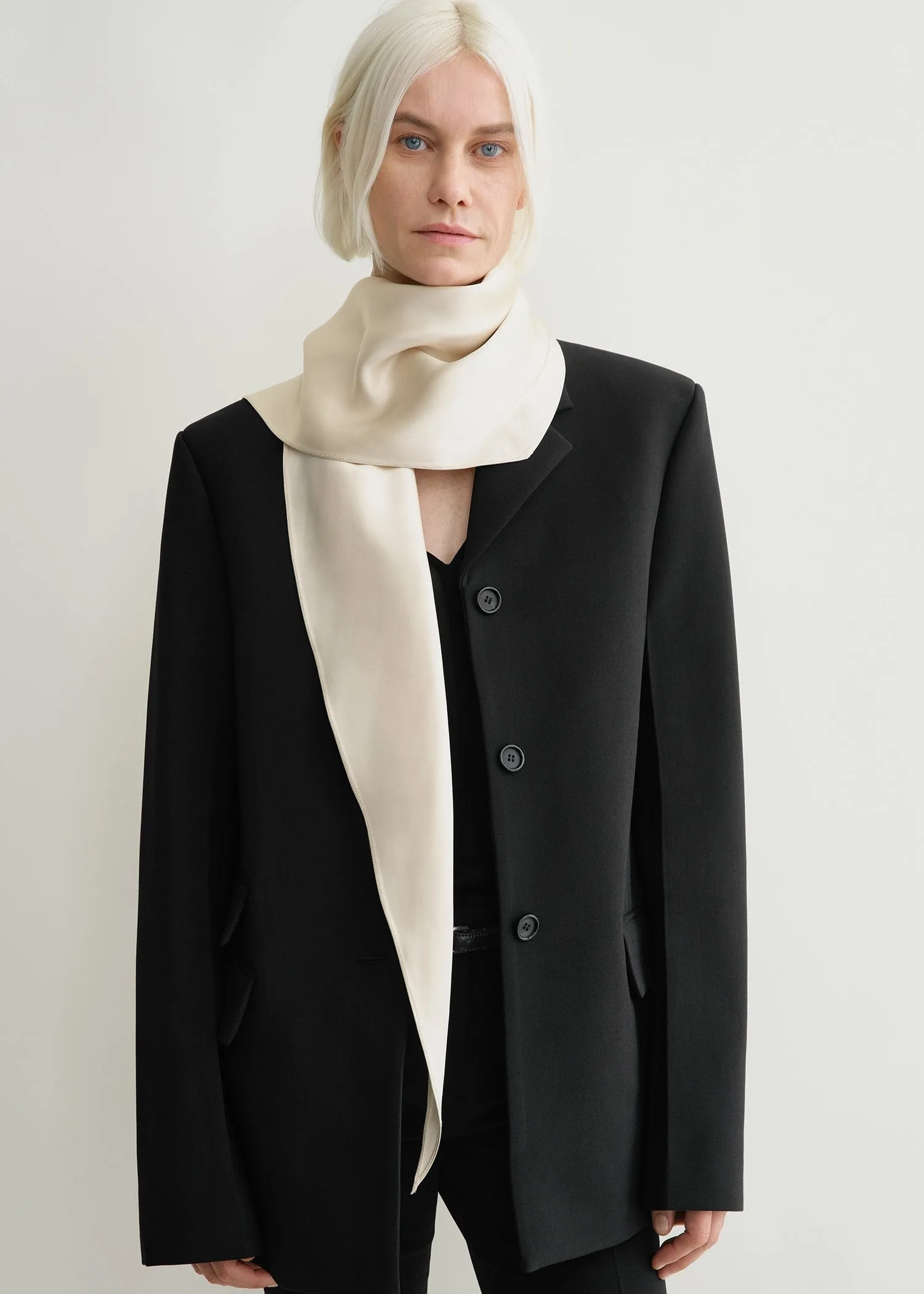 Satin triangle scarf ecru sold by Toteme product image thumbnail 3