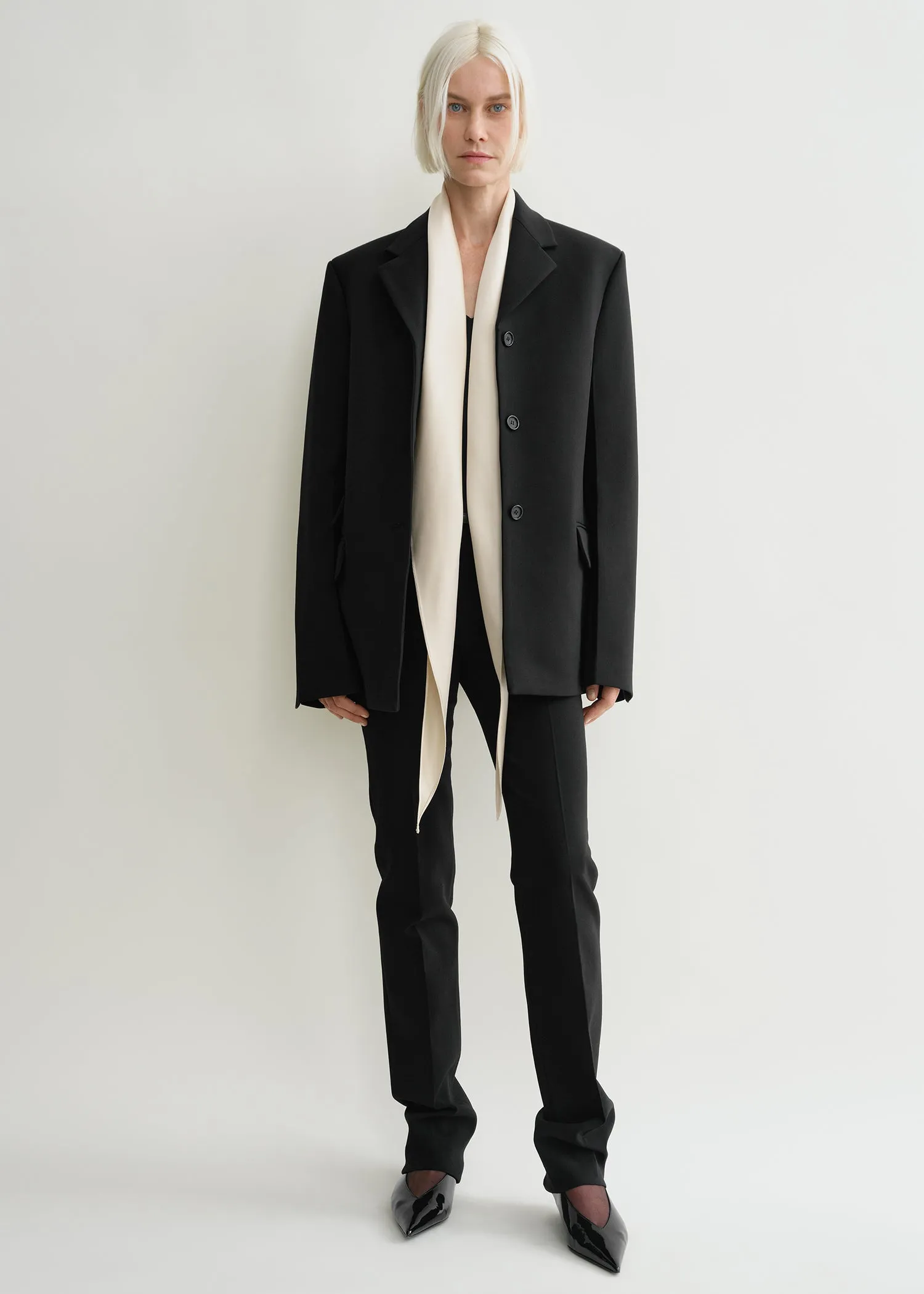 Satin triangle scarf ecru sold by Toteme product image thumbnail 2