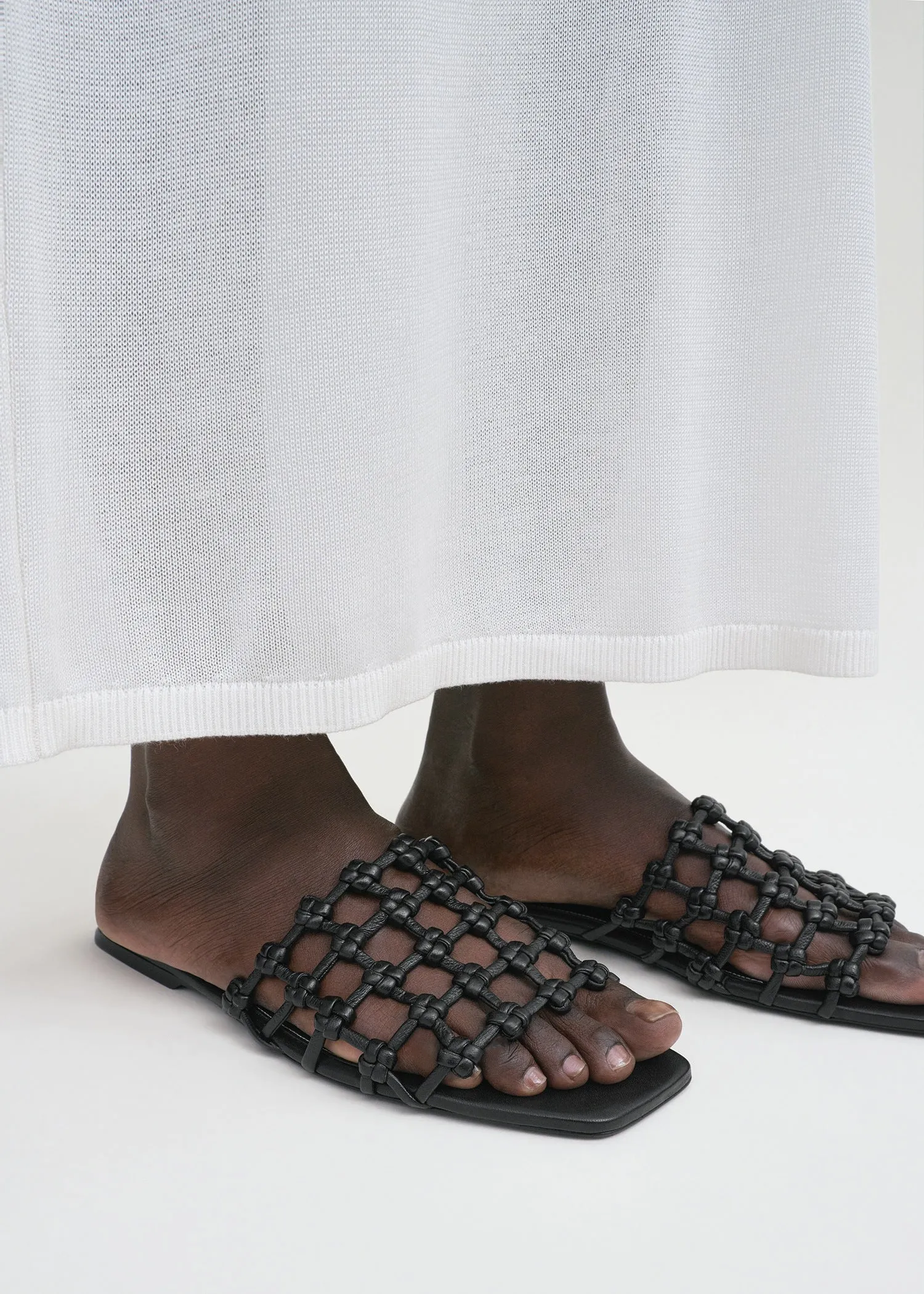 Braided-leather bandeau slides black sold by Toteme product image thumbnail 3