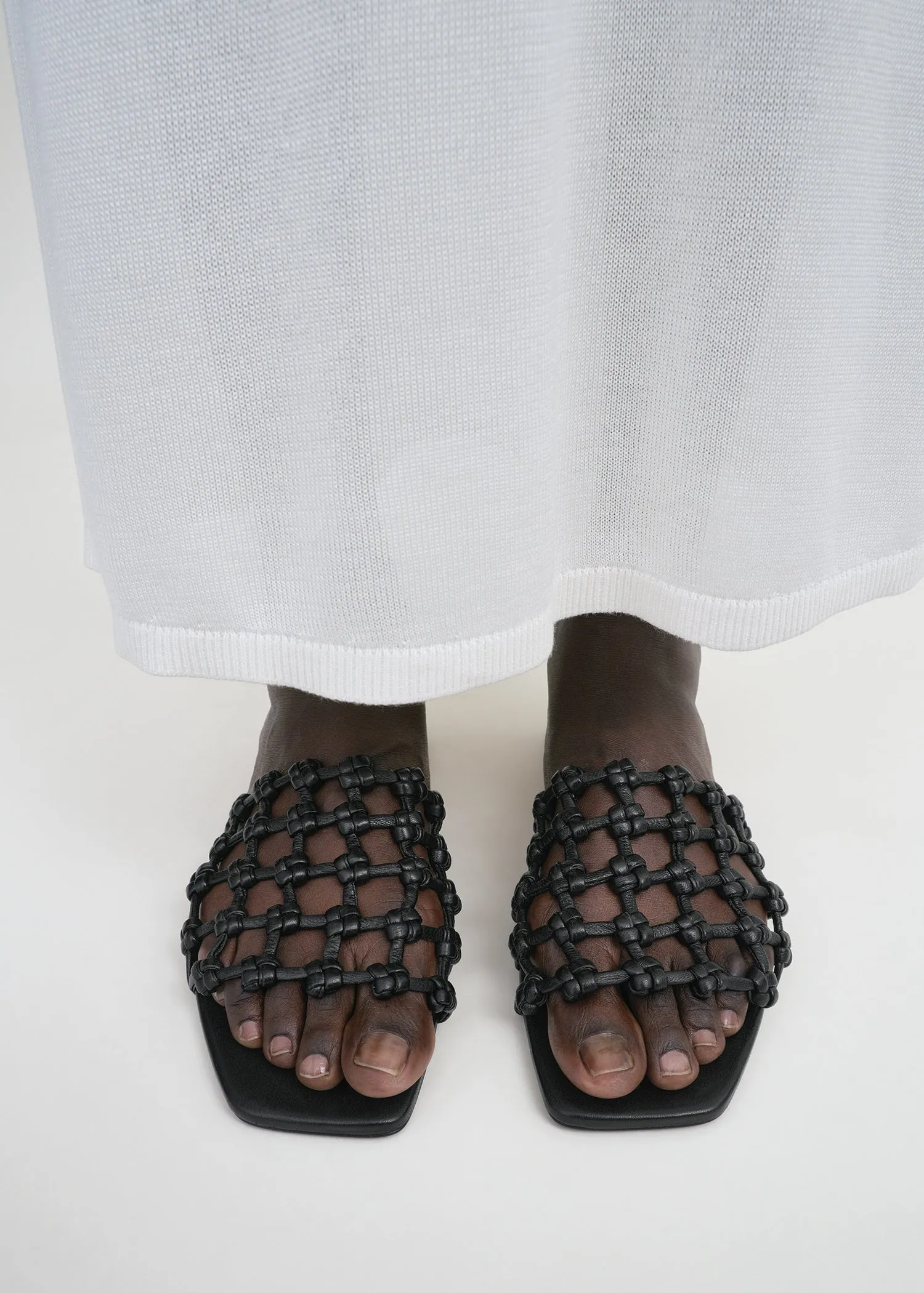 Braided-leather bandeau slides black sold by Toteme product image thumbnail 2
