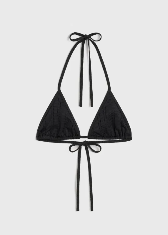 Monogram pointelle bikini top black sold by Toteme