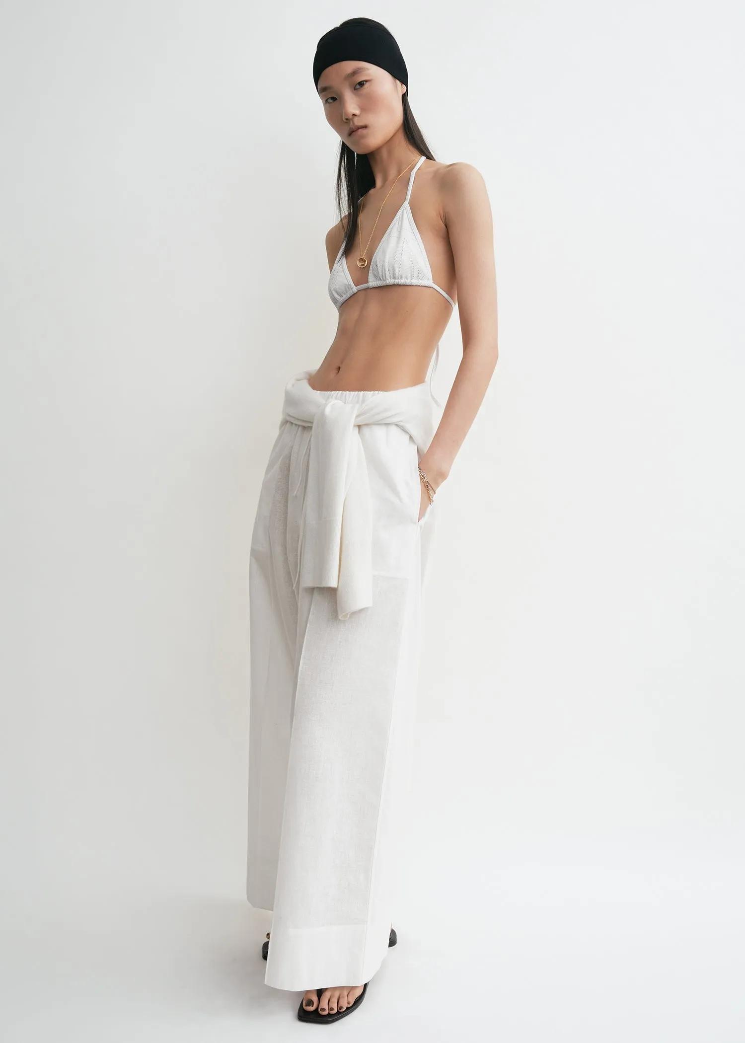 Monogram pointelle bikini top white sold by Toteme product image thumbnail 3