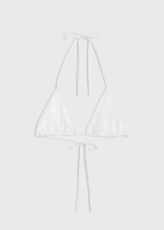 Monogram pointelle bikini top white sold by Toteme