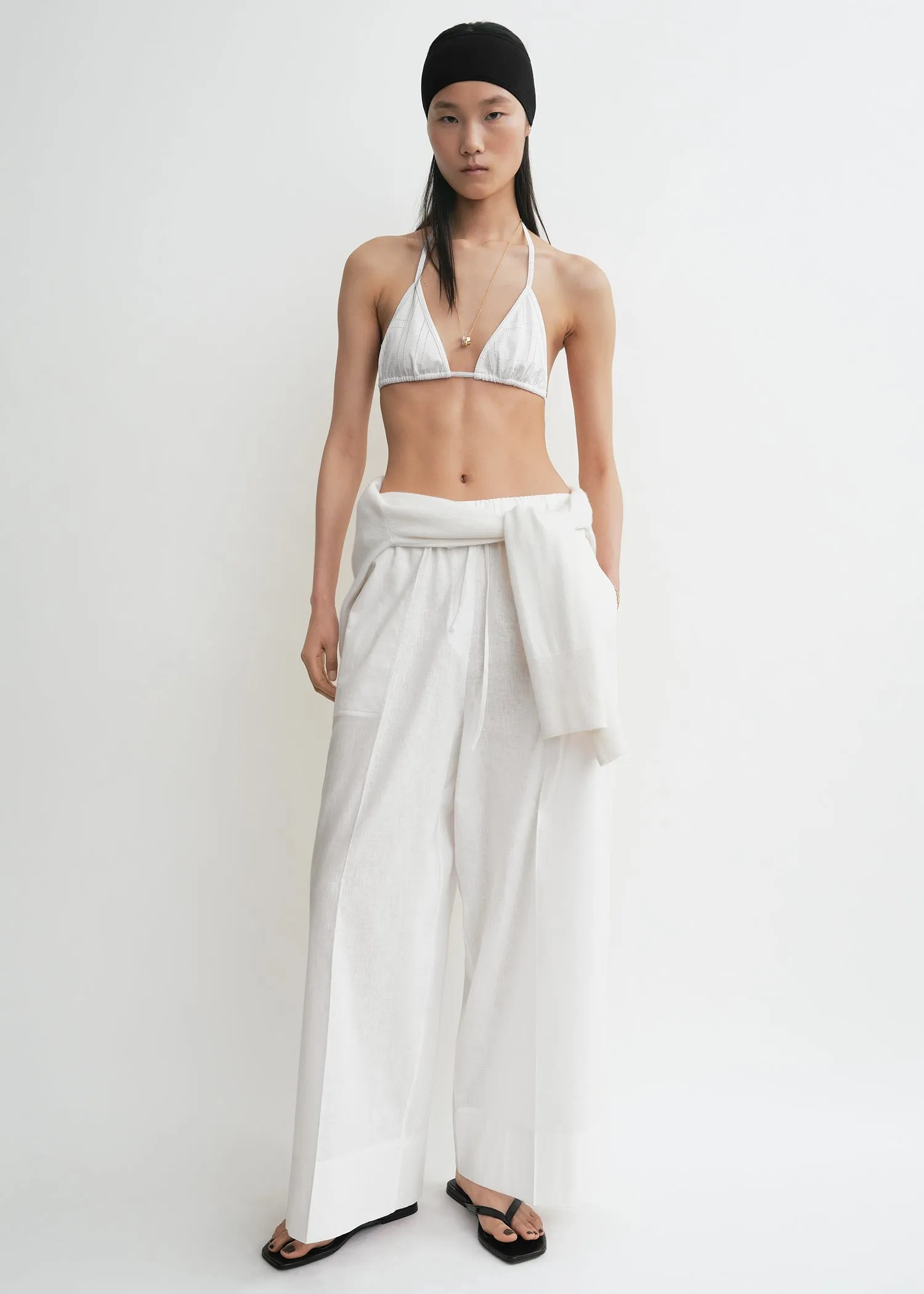 Monogram pointelle bikini top white sold by Toteme product image thumbnail 2