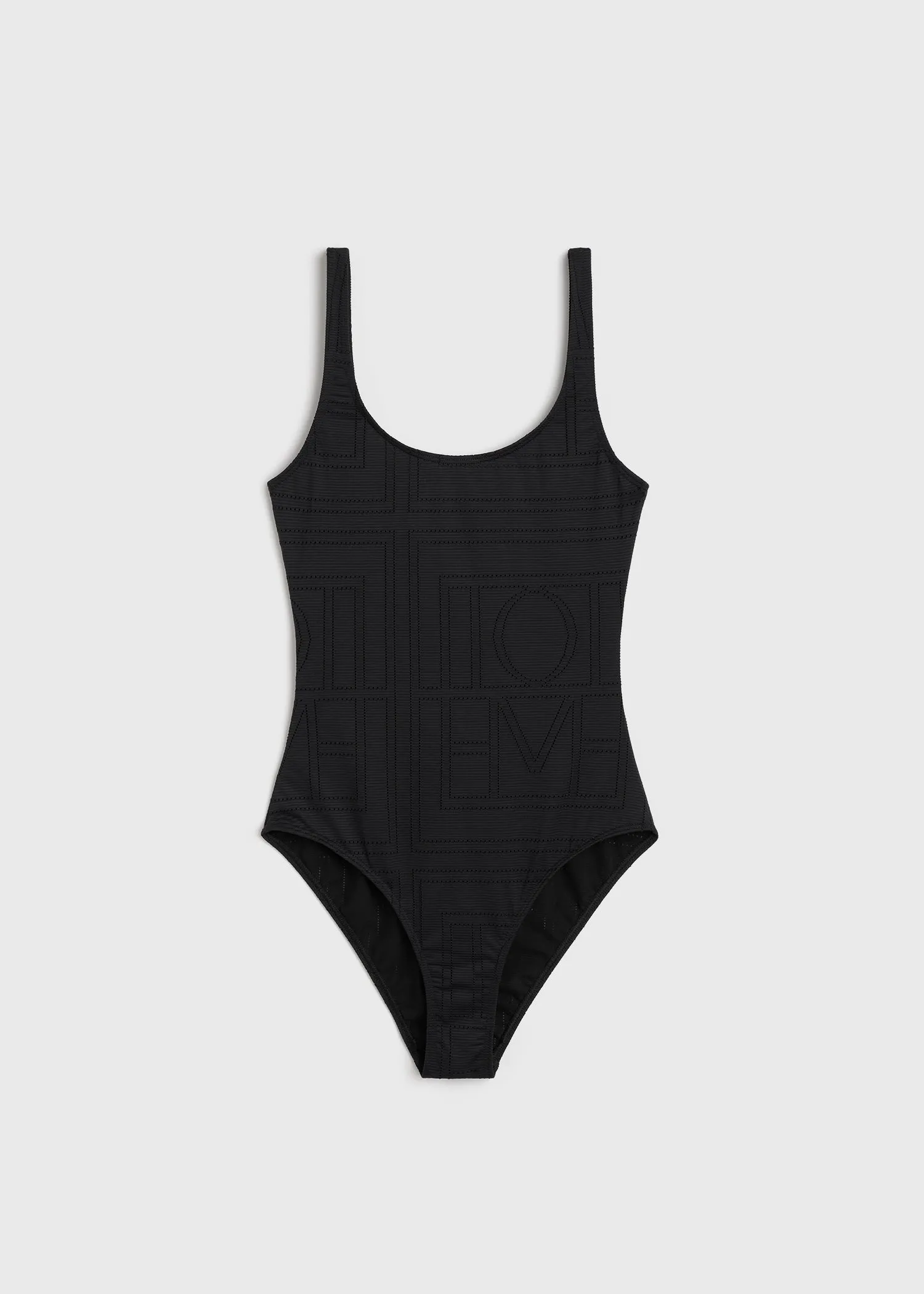 Monogram pointelle swimsuit black sold by Toteme