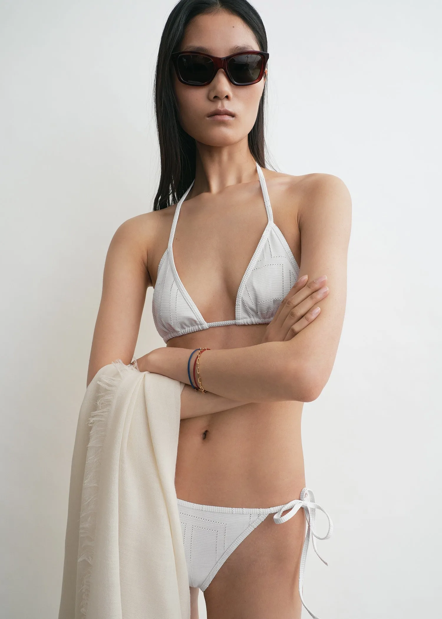 Monogram pointelle bikini bottoms white sold by Toteme product image thumbnail 5