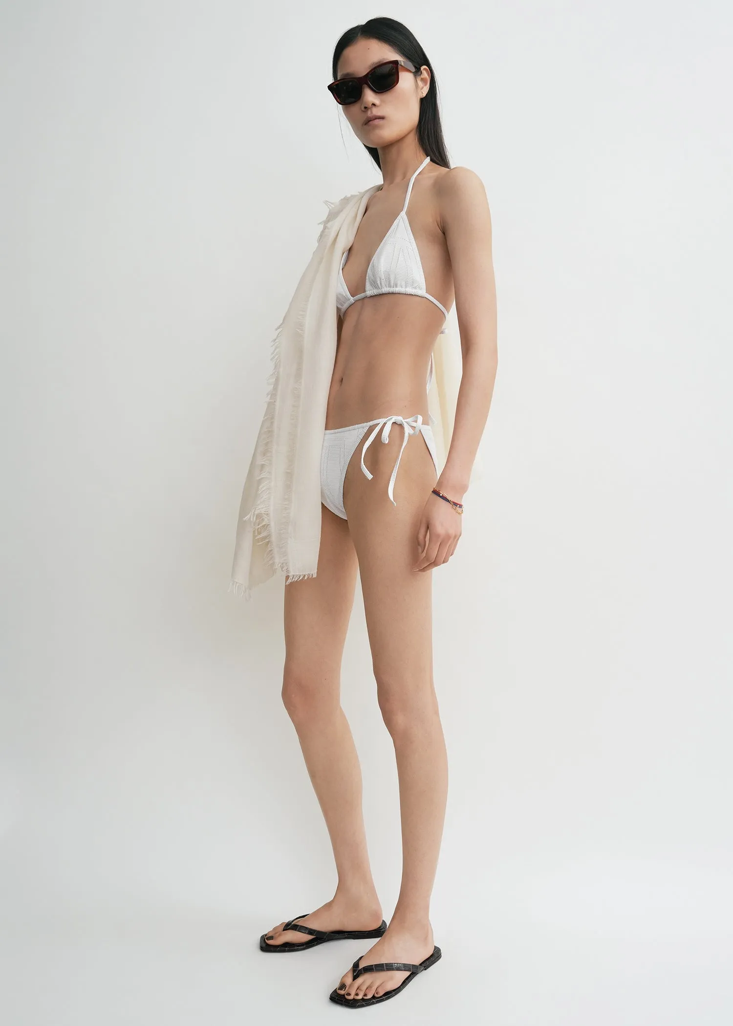 Monogram pointelle bikini bottoms white sold by Toteme product image thumbnail 3