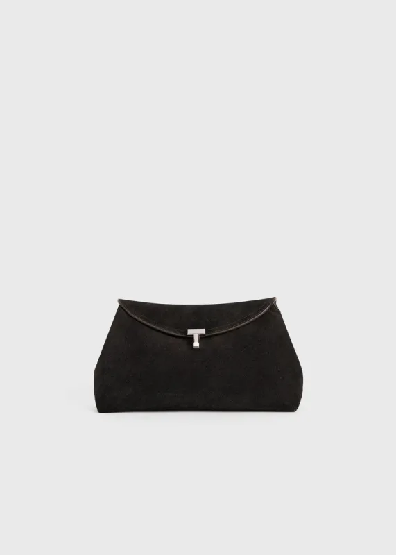 T-Lock suede clutch espresso sold by Toteme