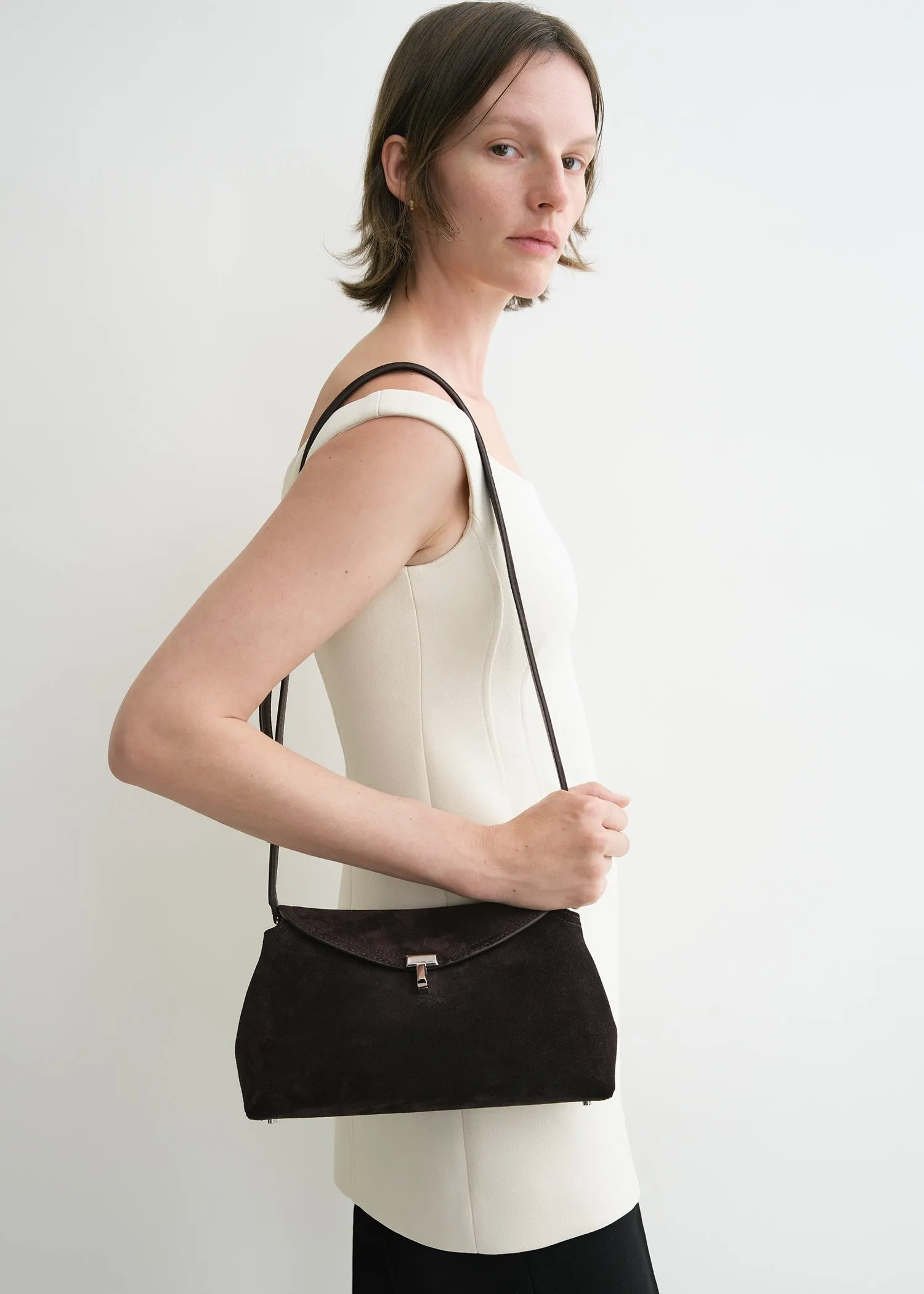 T-lock suede clutch espresso sold by Toteme product image thumbnail 2