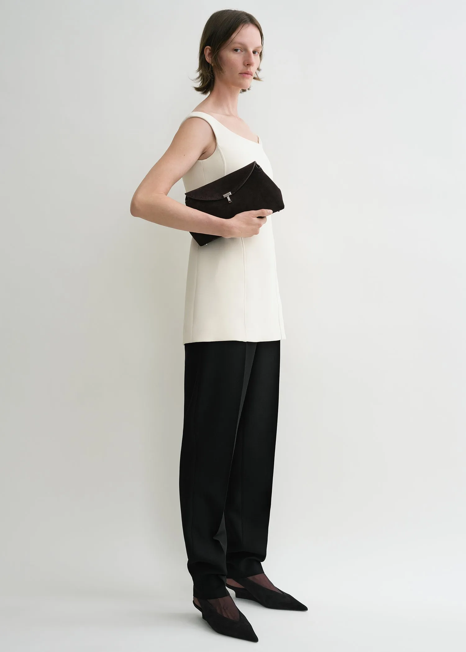 T-lock suede clutch espresso sold by Toteme product image thumbnail 3