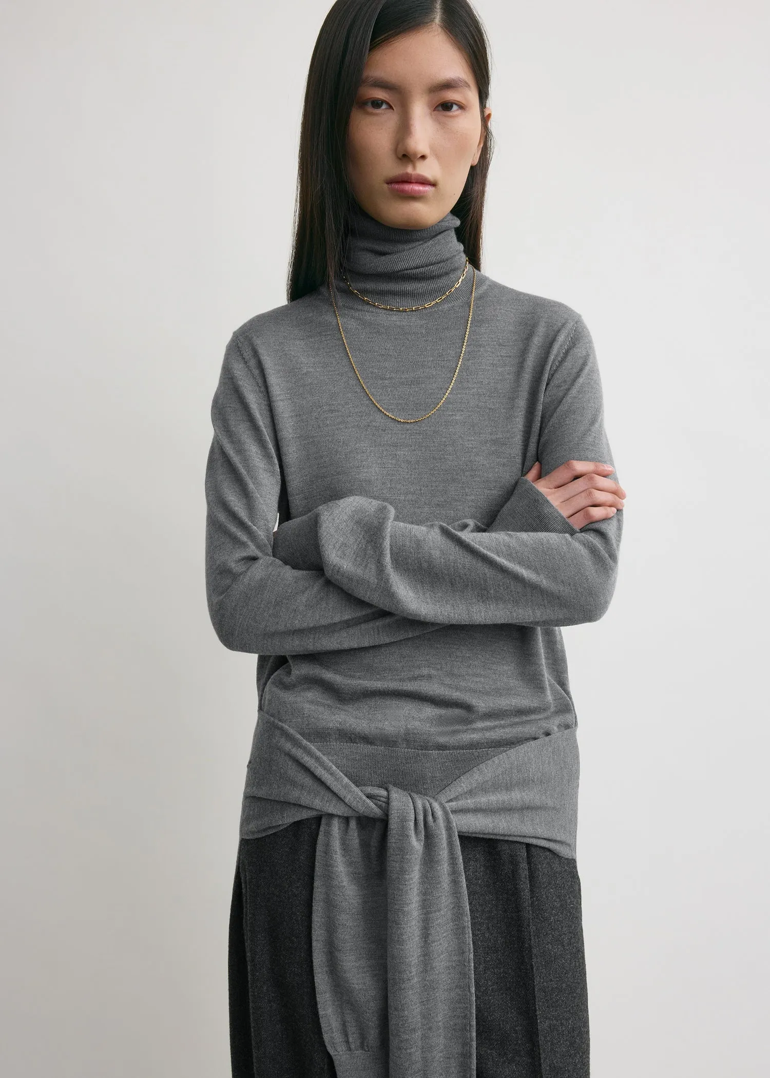 Double-sleeve turtleneck mid grey sold by Toteme product image thumbnail 4