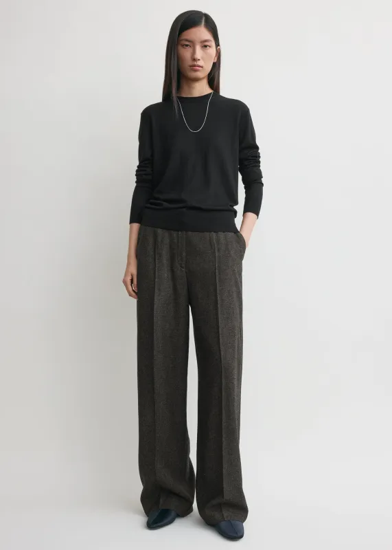 Wide flannel trousers charcoal sold by Toteme