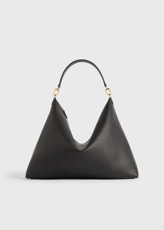 Bevel grained-leather bag black made by Toteme