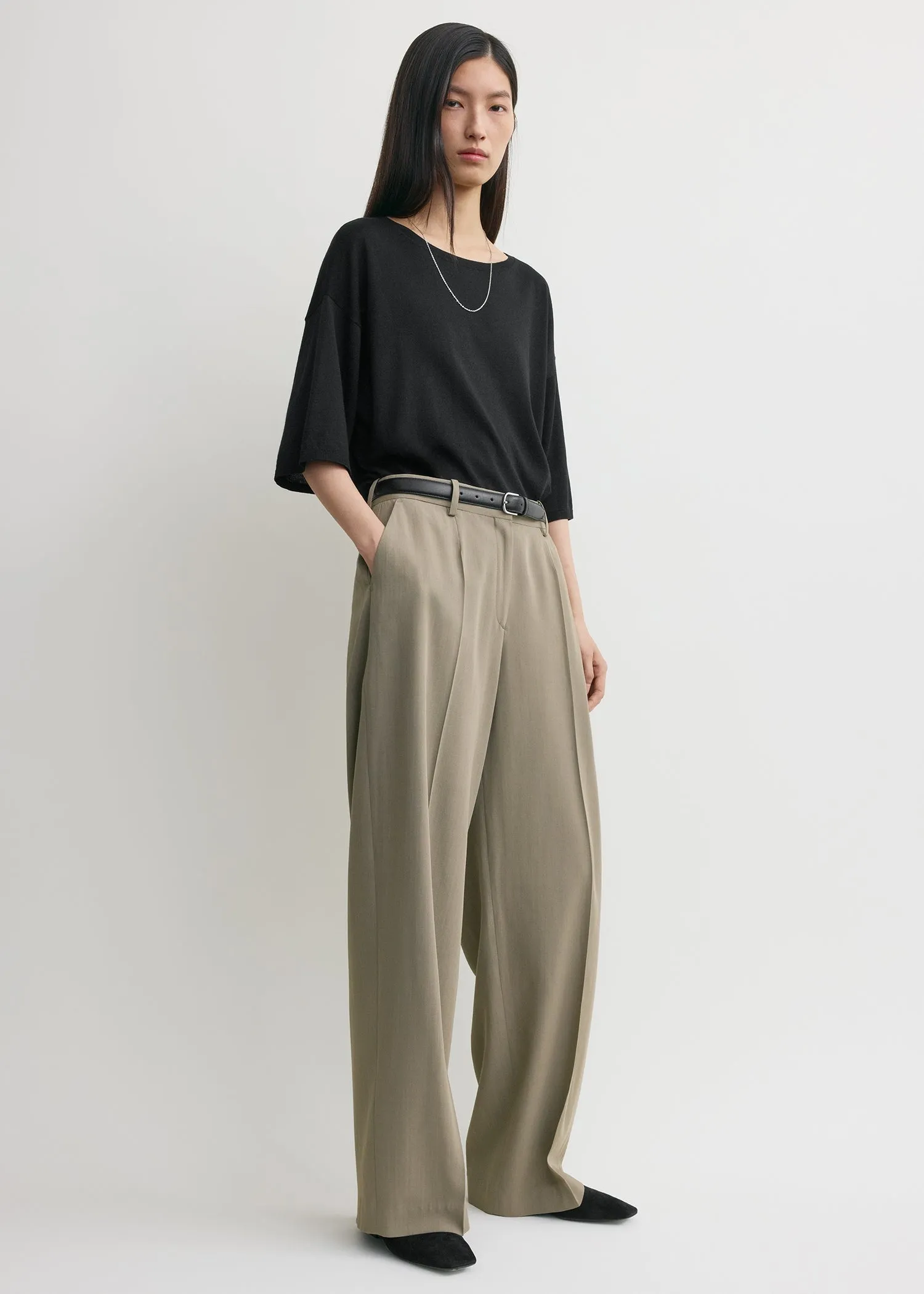 Wide fluid trousers taupe sold by Toteme product image thumbnail 2