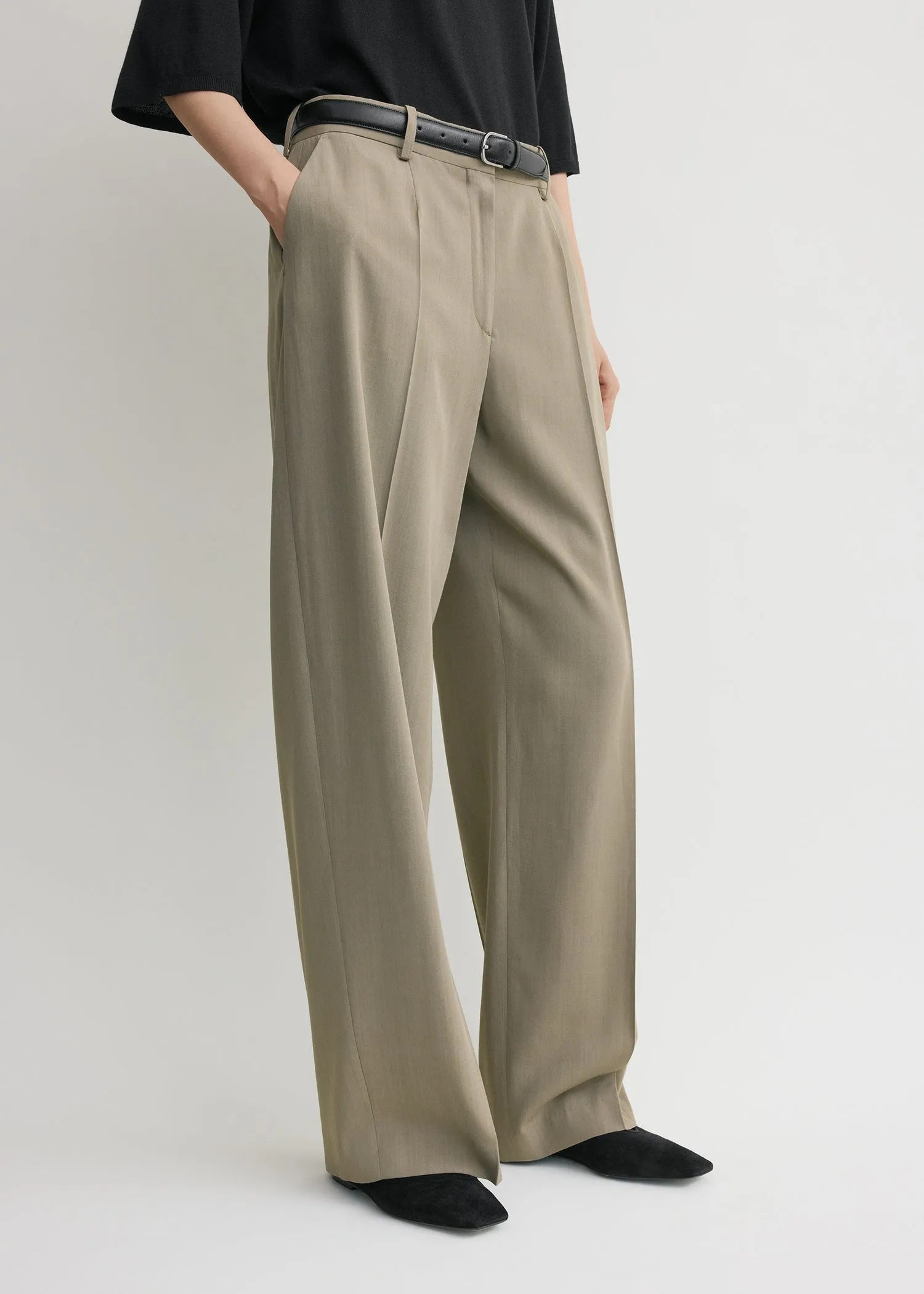 Wide fluid trousers taupe sold by Toteme product image thumbnail 4