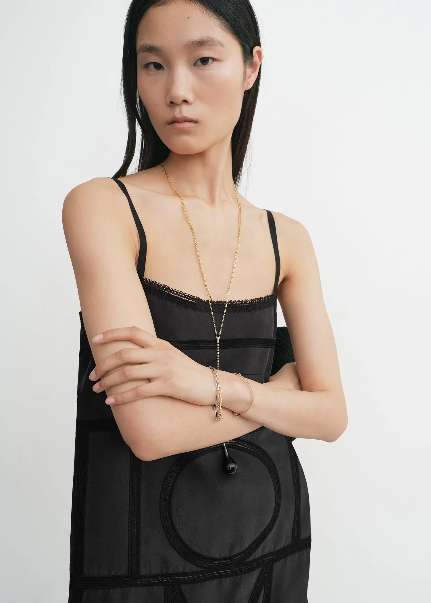 Monogram silk dress washed black sold by Toteme product image thumbnail 4