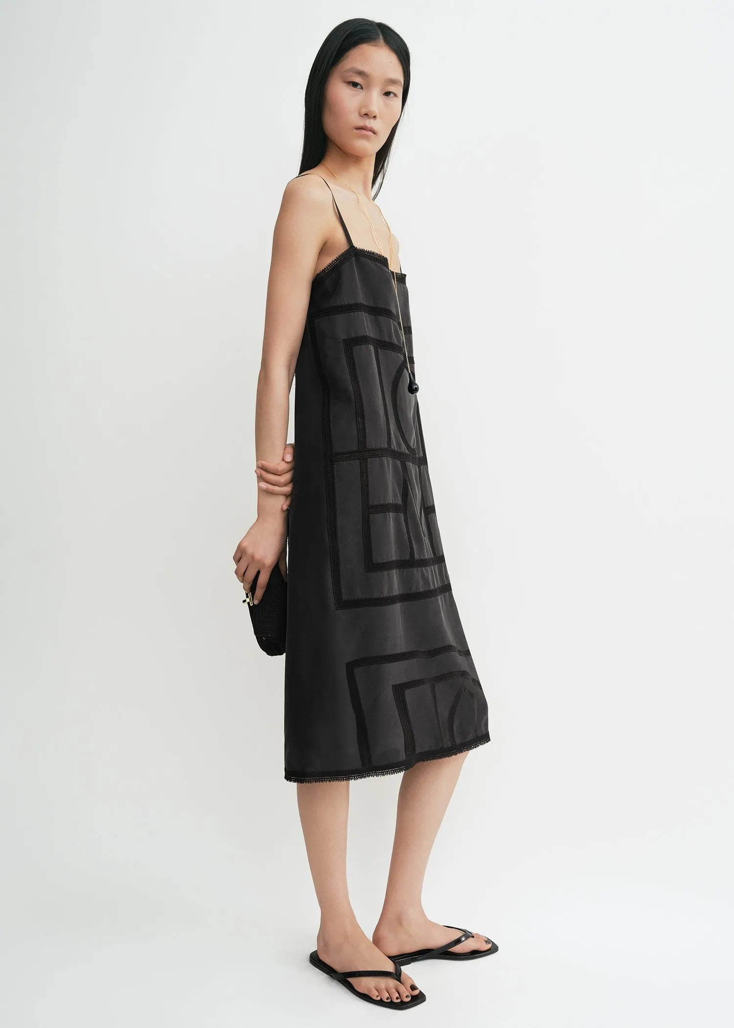 Monogram silk dress washed black sold by Toteme product image thumbnail 2