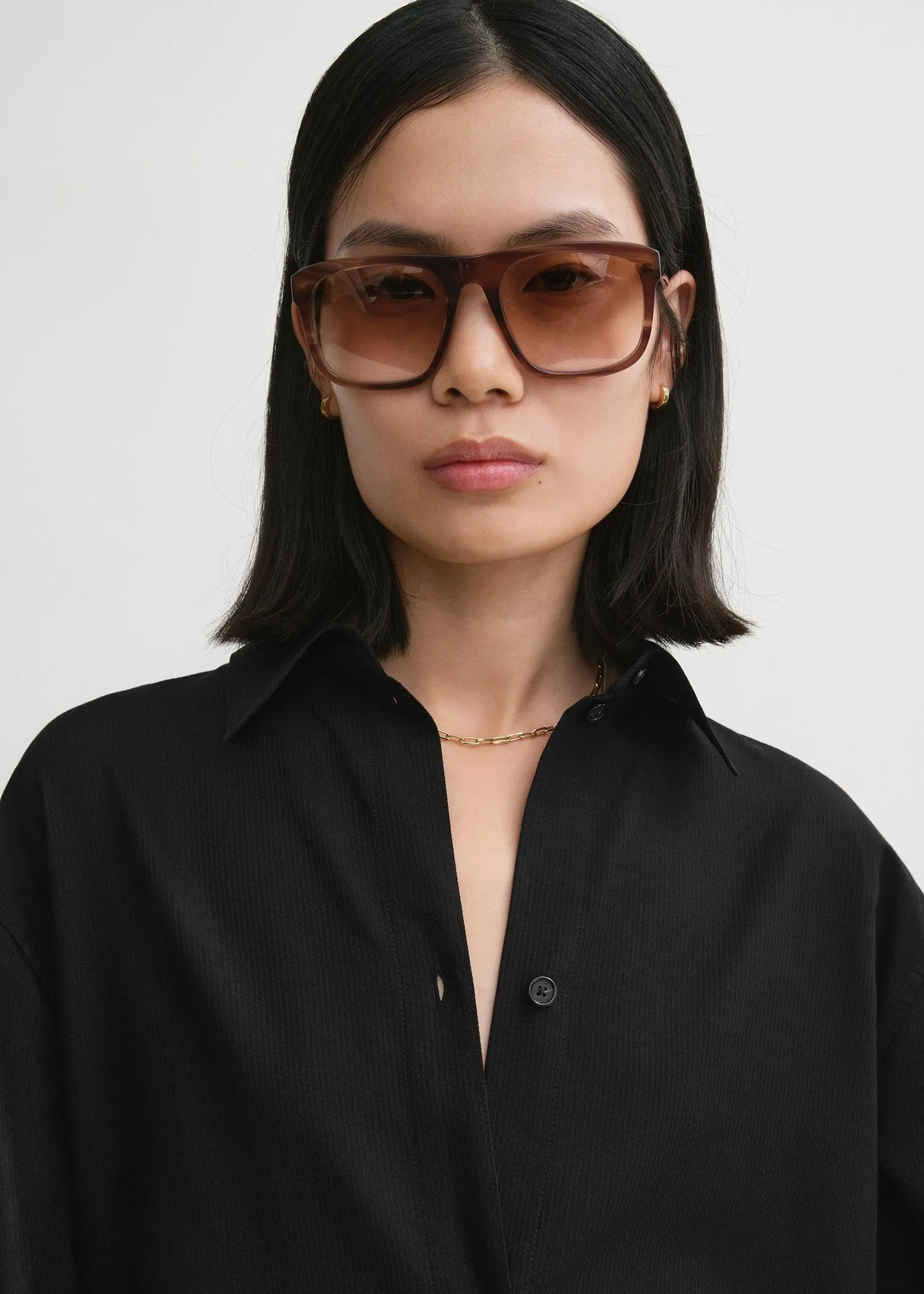 Jacquard stripe tunic shirt black sold by Toteme product image thumbnail 3