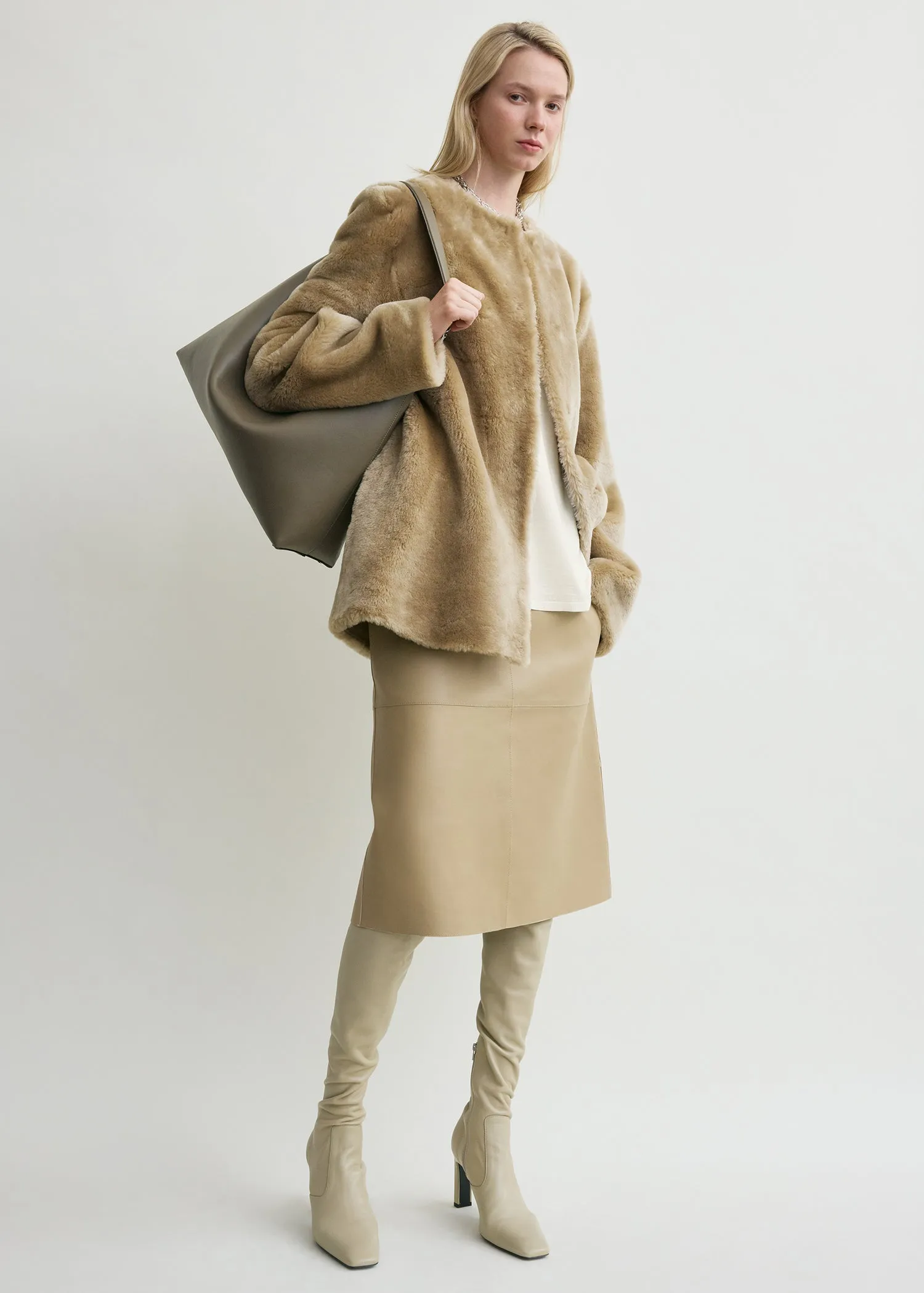 Plush shearling jacket rye sold by Toteme
