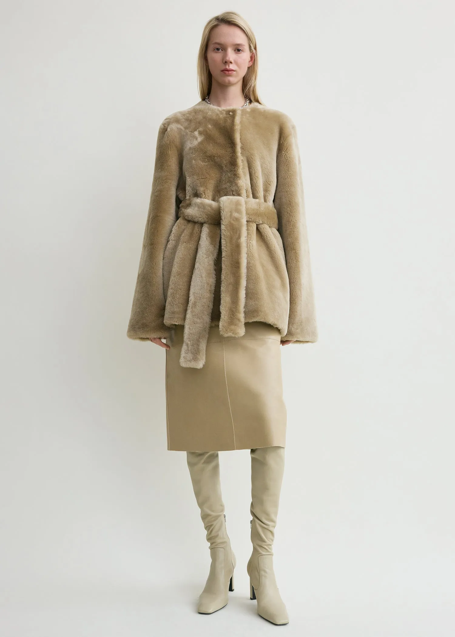Plush shearling jacket rye sold by Toteme product image thumbnail 2