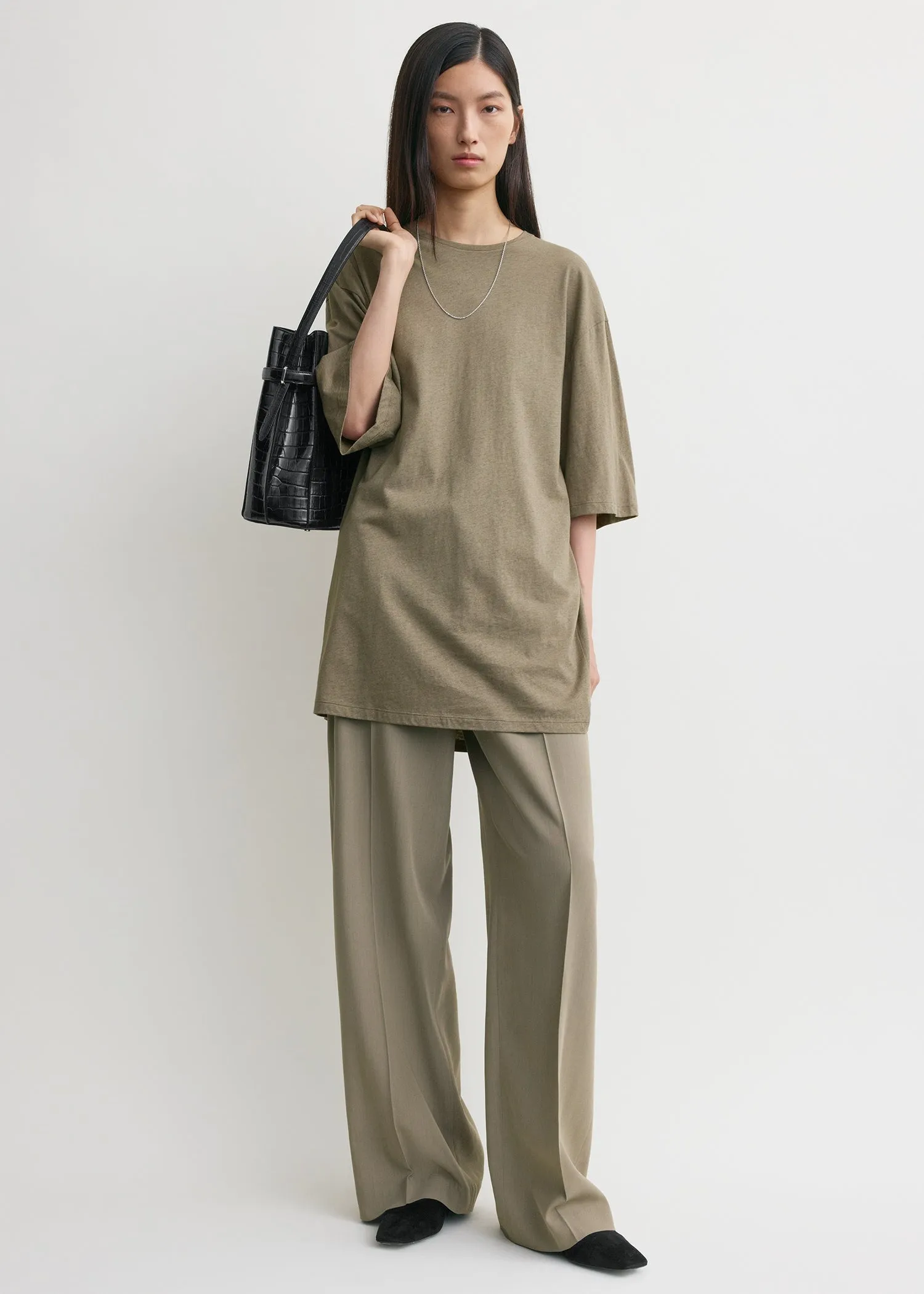 Relaxed tee dress taupe sold by Toteme product image thumbnail 2