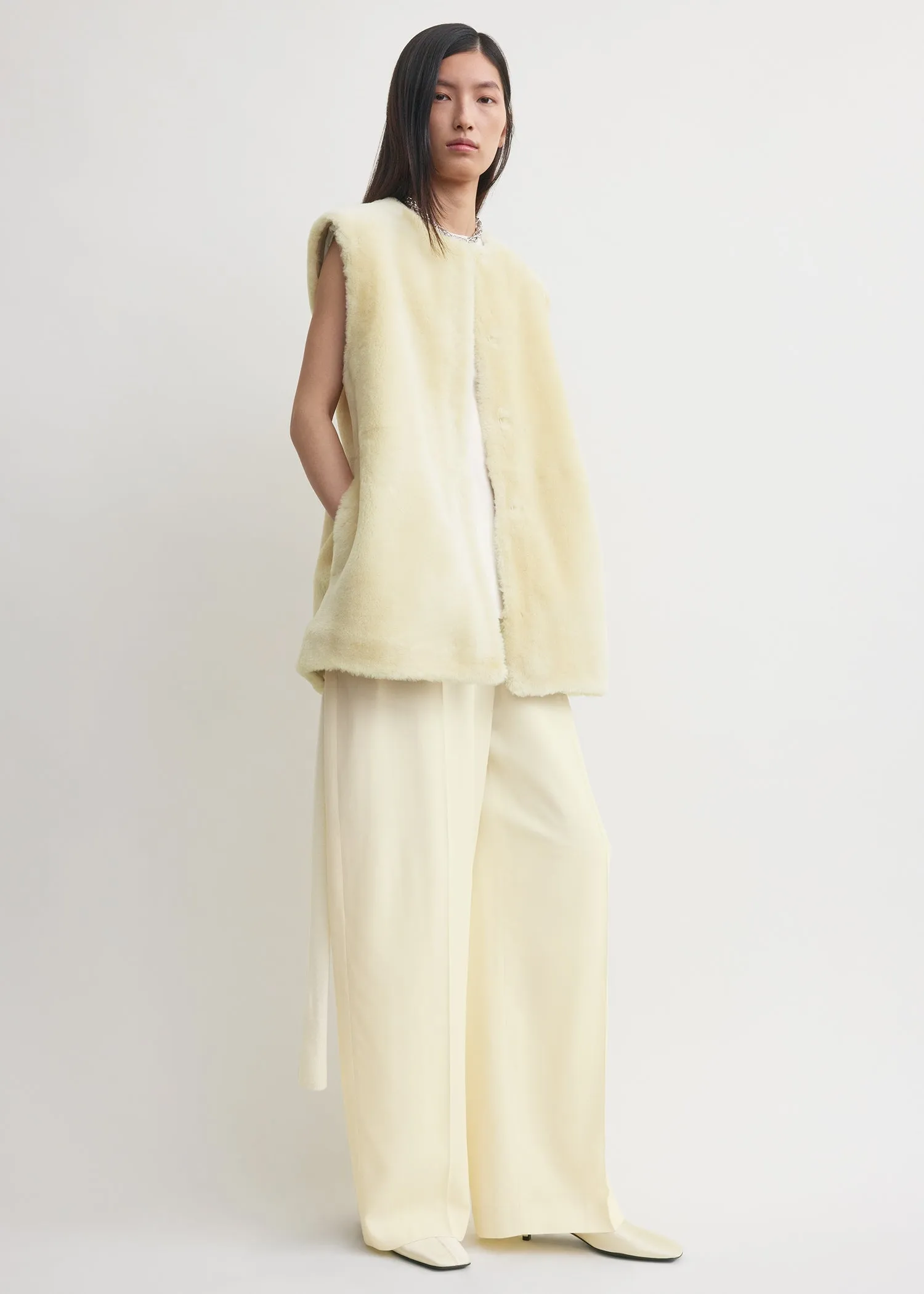 Plush shearling vest ecru sold by Toteme