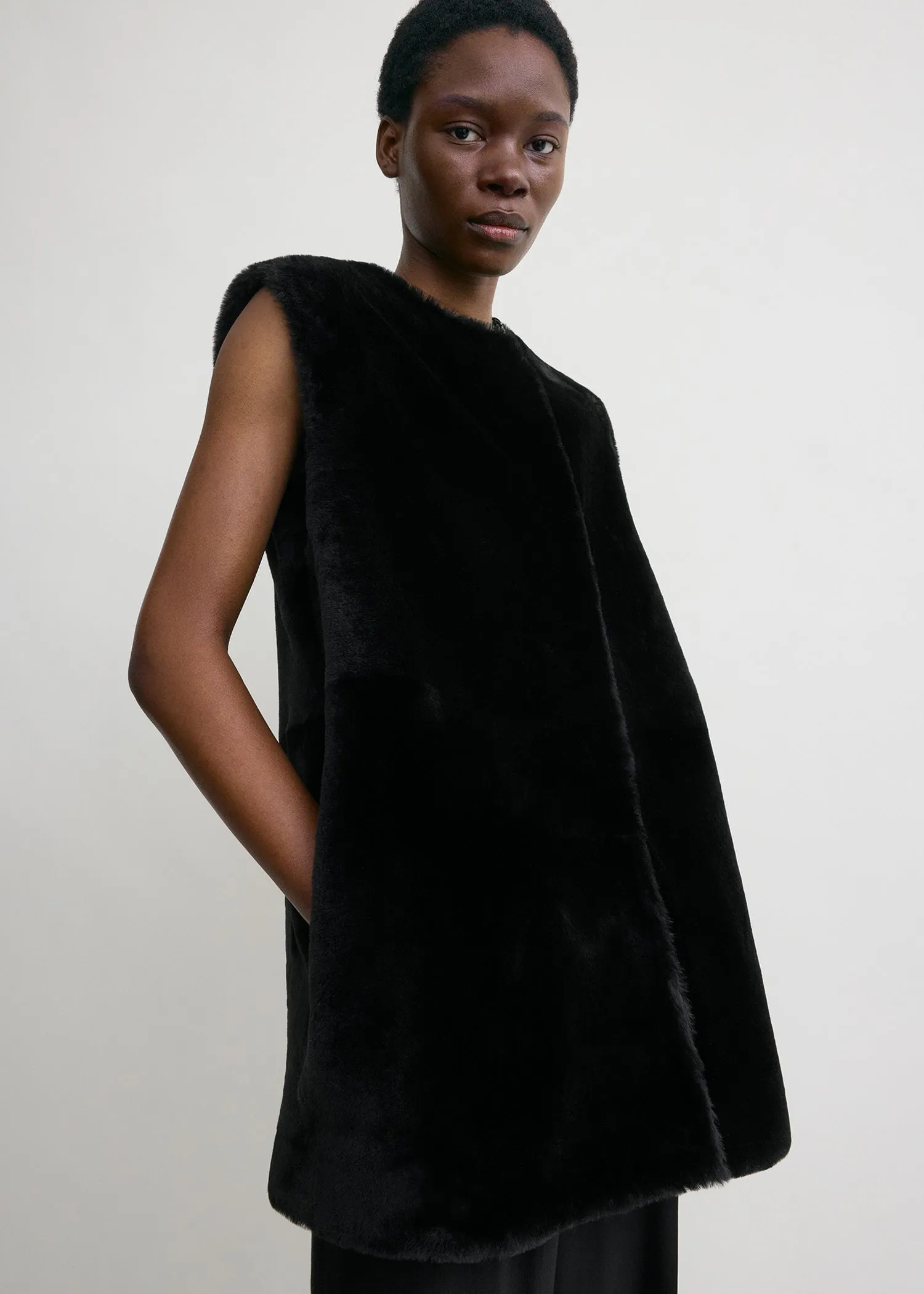 Plush shearling vest black sold by Toteme product image thumbnail 4