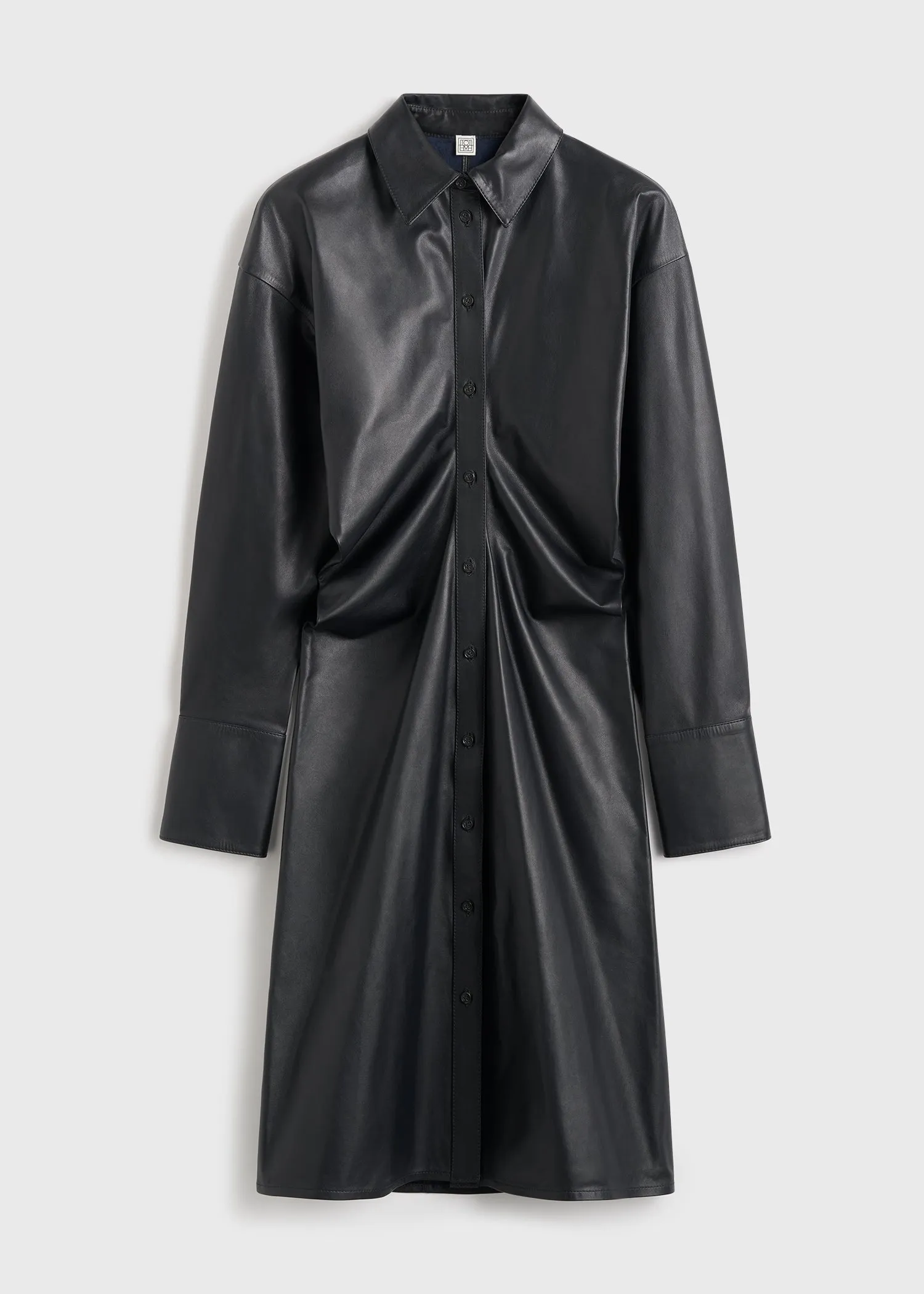 Leather slouch shirtdress navy sold by Toteme product image thumbnail 5