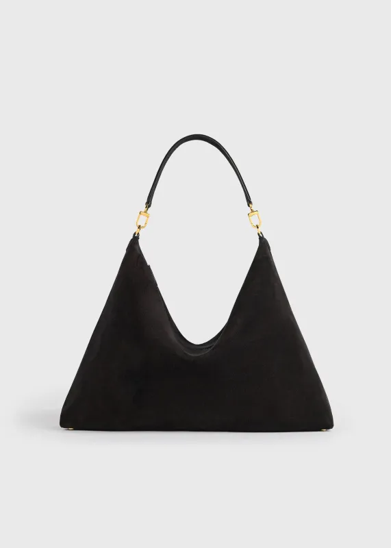 Bevel suede bag black made by Toteme